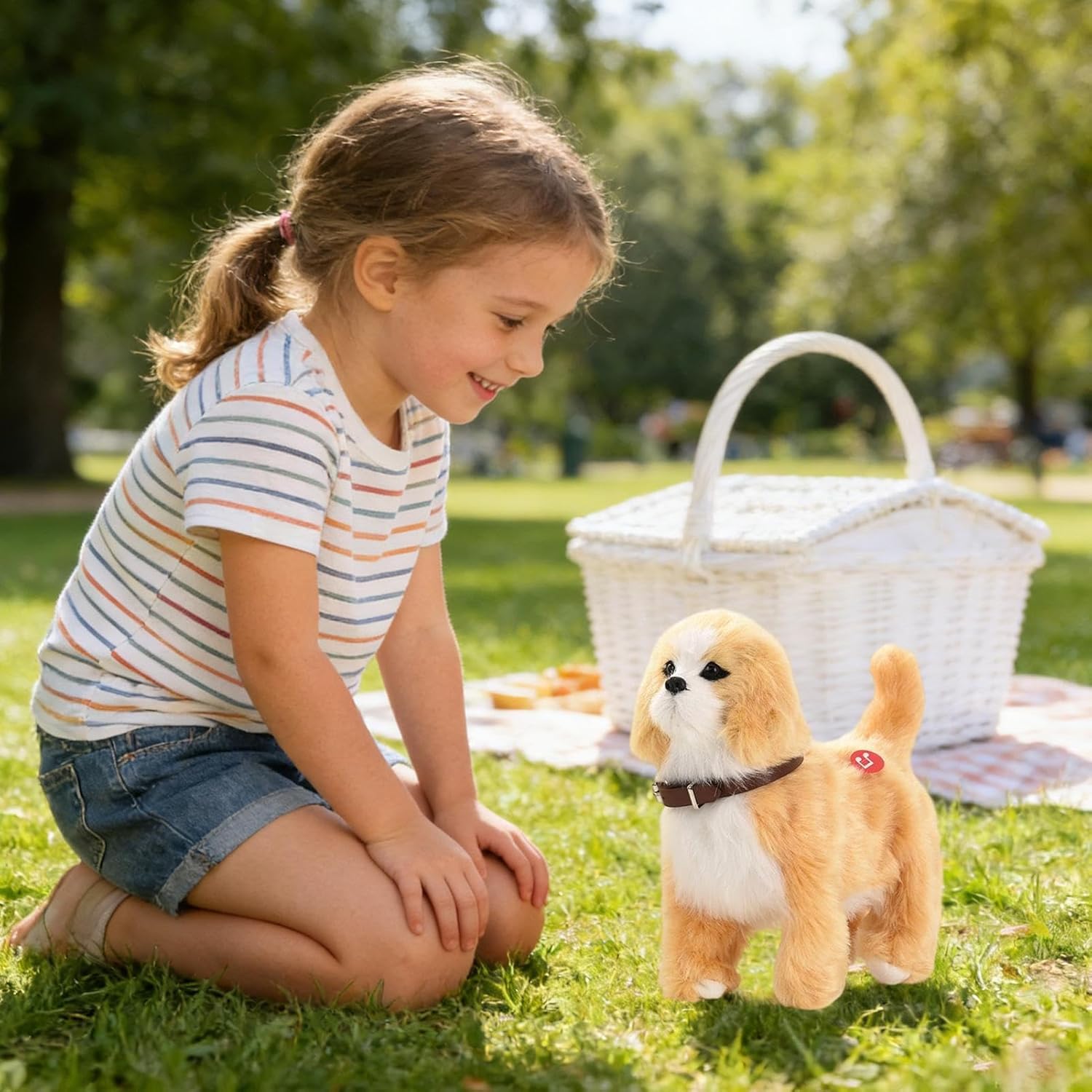 Genérico Barking Dog Toy – Pet That Wags Tail and Barks | Sensory Dog Toy with Music – for Kids Play, Bedroom and Park Decor