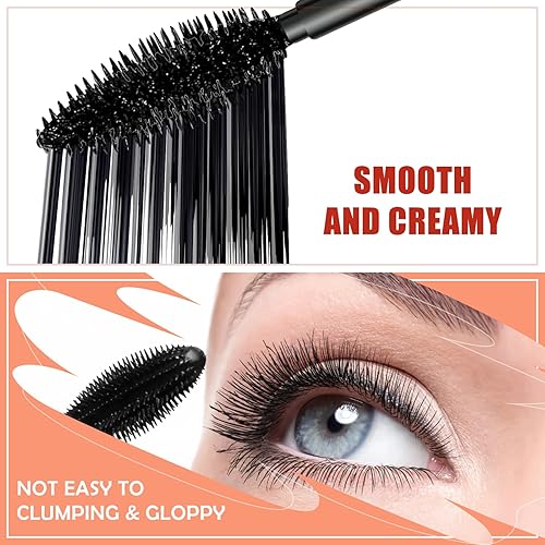 Miniatura 5 de Rímel de volumen y longitud, máscara de pestañas impermeable 2 en 1, color negro, paquete de 2 pestañas falsas voluminosas alargamiento a prueba de