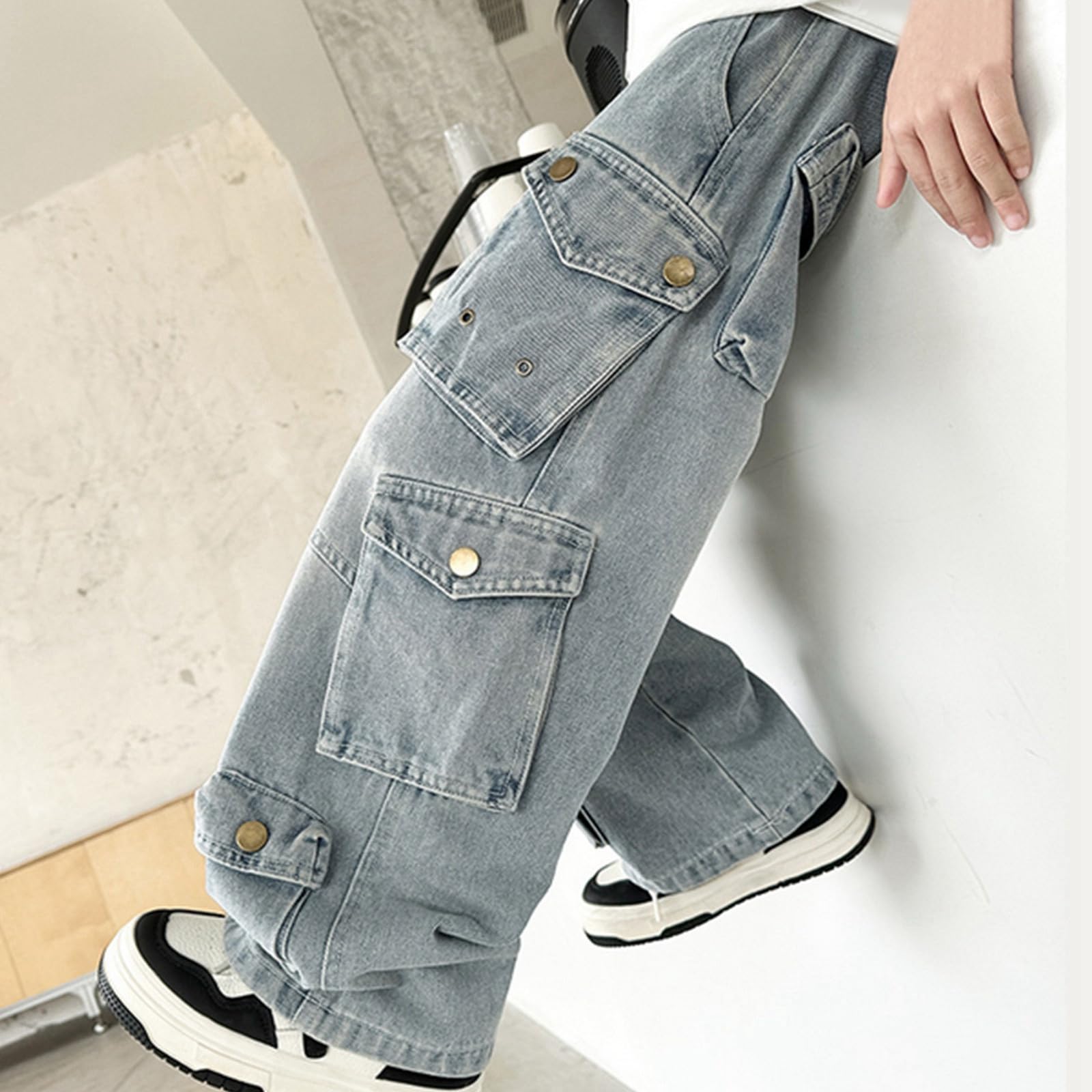 Pantaloni Ragazzo 8 Anni - Pantaloni Cargo da Jogging per Ragazzi con Cintura Pantaloni Casual in Twill Resistente per Bambini Parco Giochi Scuola Quotidiano Comodi Flessibili Facili da Muovere Gioco