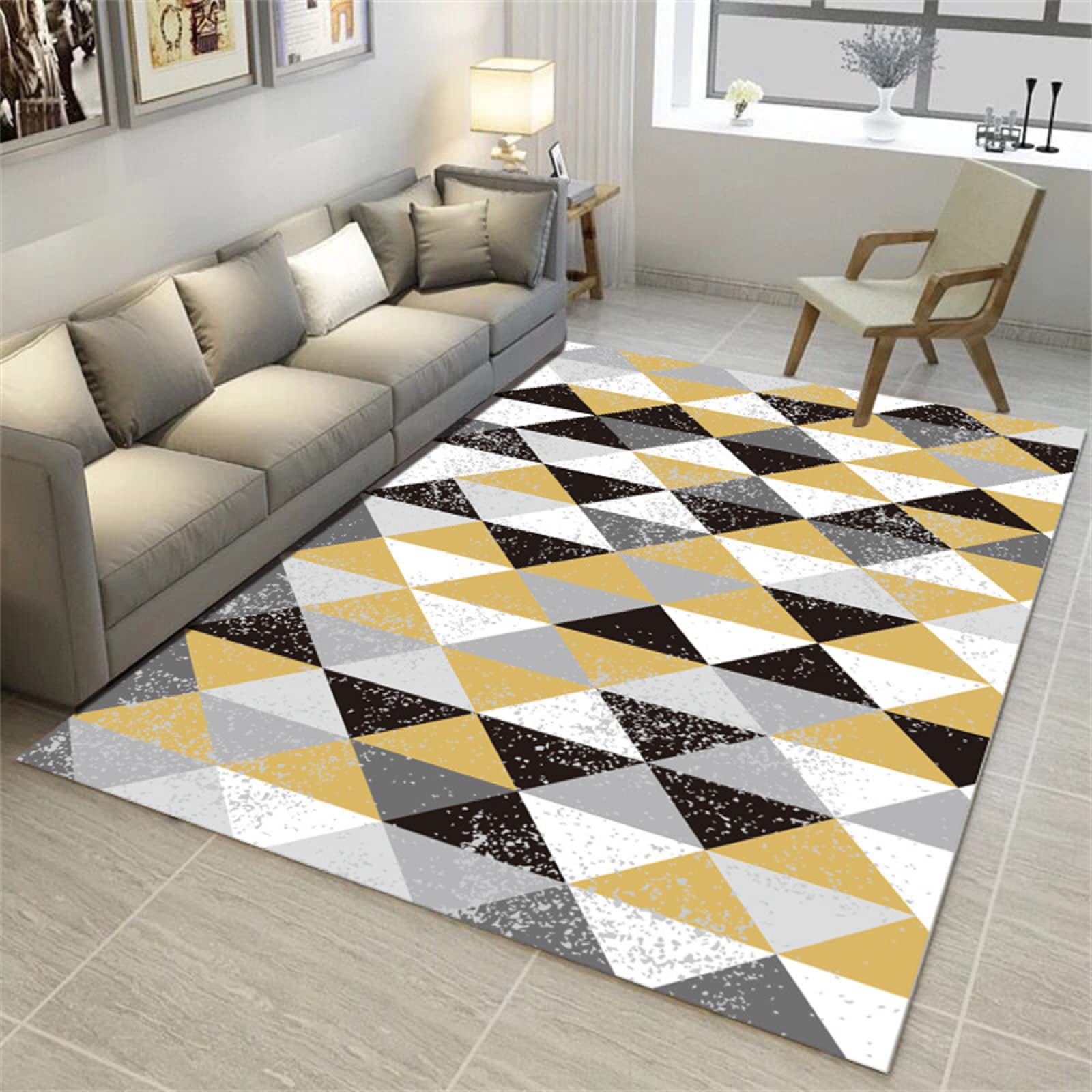Tapis de salon 60x90cm multicolore géométrique et moderne pour chambre