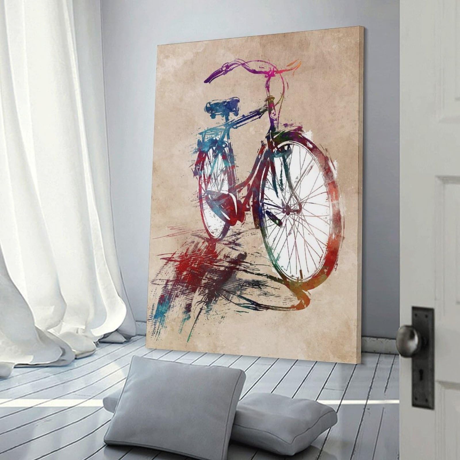 Junmoney Canvas Art Print Bicycle Sport Art, 12x18inch(30x45cm), for Gallery Wall Layouts in Home Or Office, A Versatile Canvas Print for Layering