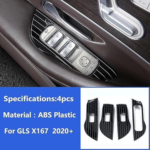 Miniatura 4 de Cubierta del panel de control de la ventana de la puerta del automóvil del automóvil, interruptor de elevación, piano negro, para Mercedes Benz