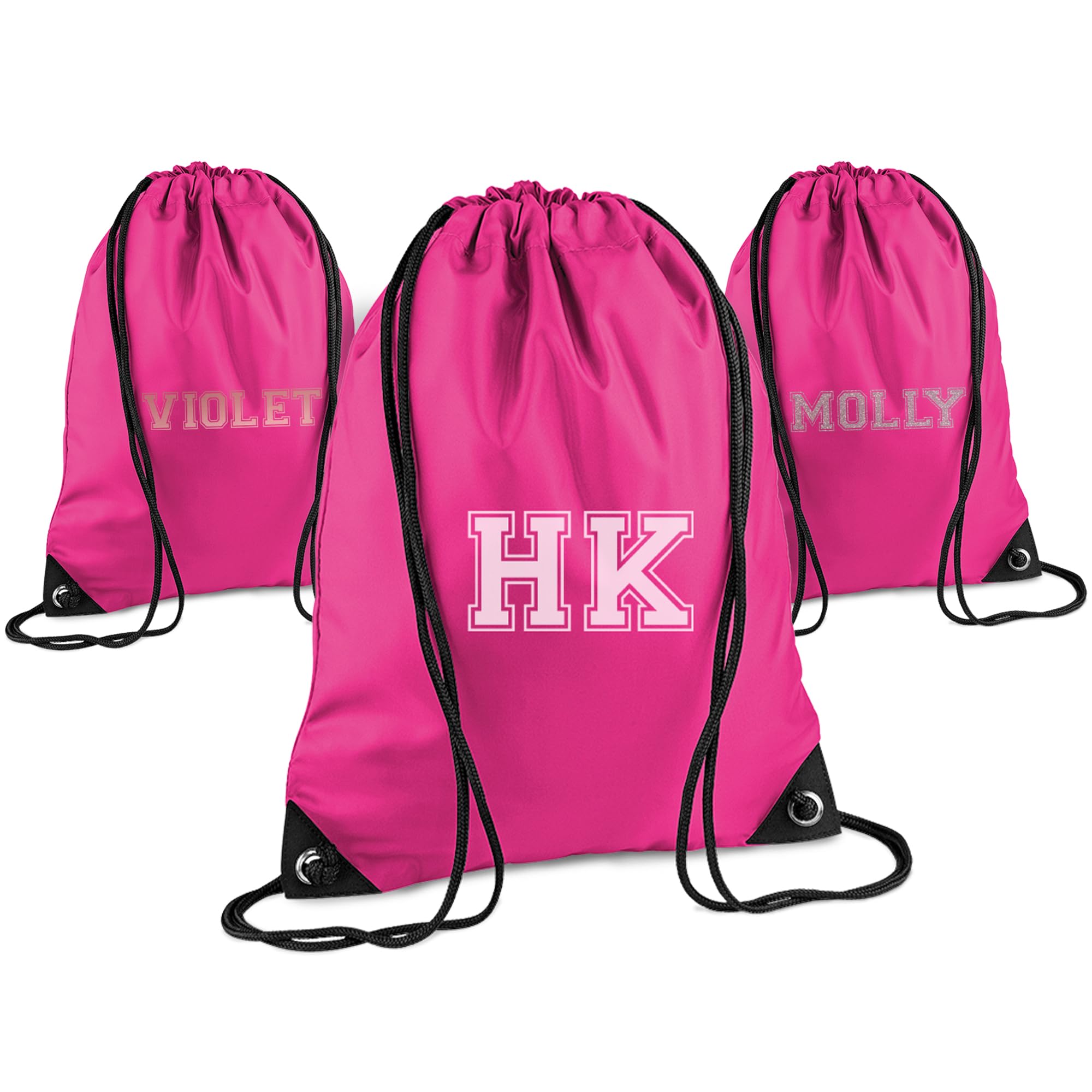 Print Maniacs Personalised Drawstring Bag for Kids Back to School PE Bag, Swim Bag with Name Ideal for Boys, Girls, Toddlers,and Primary School Students Perfect School Bag Fuchsia