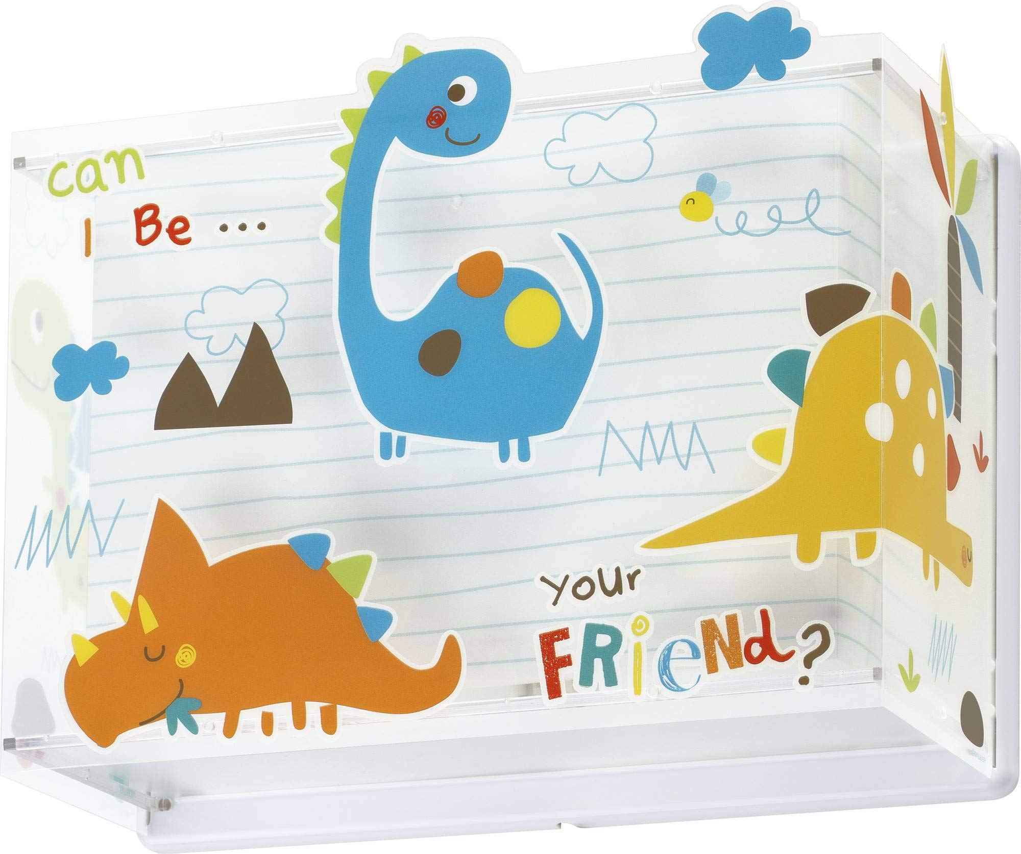 Dalber - Lampada da parete E-27, Dinosauri, Multicolore, 31 x 13 x 23.5