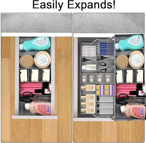 Miniatura 3 de Abnaok Organizador de cajones de 3 niveles de múltiples niveles, plegable, expandible, bandejas organizadoras de escritorio para suministros de