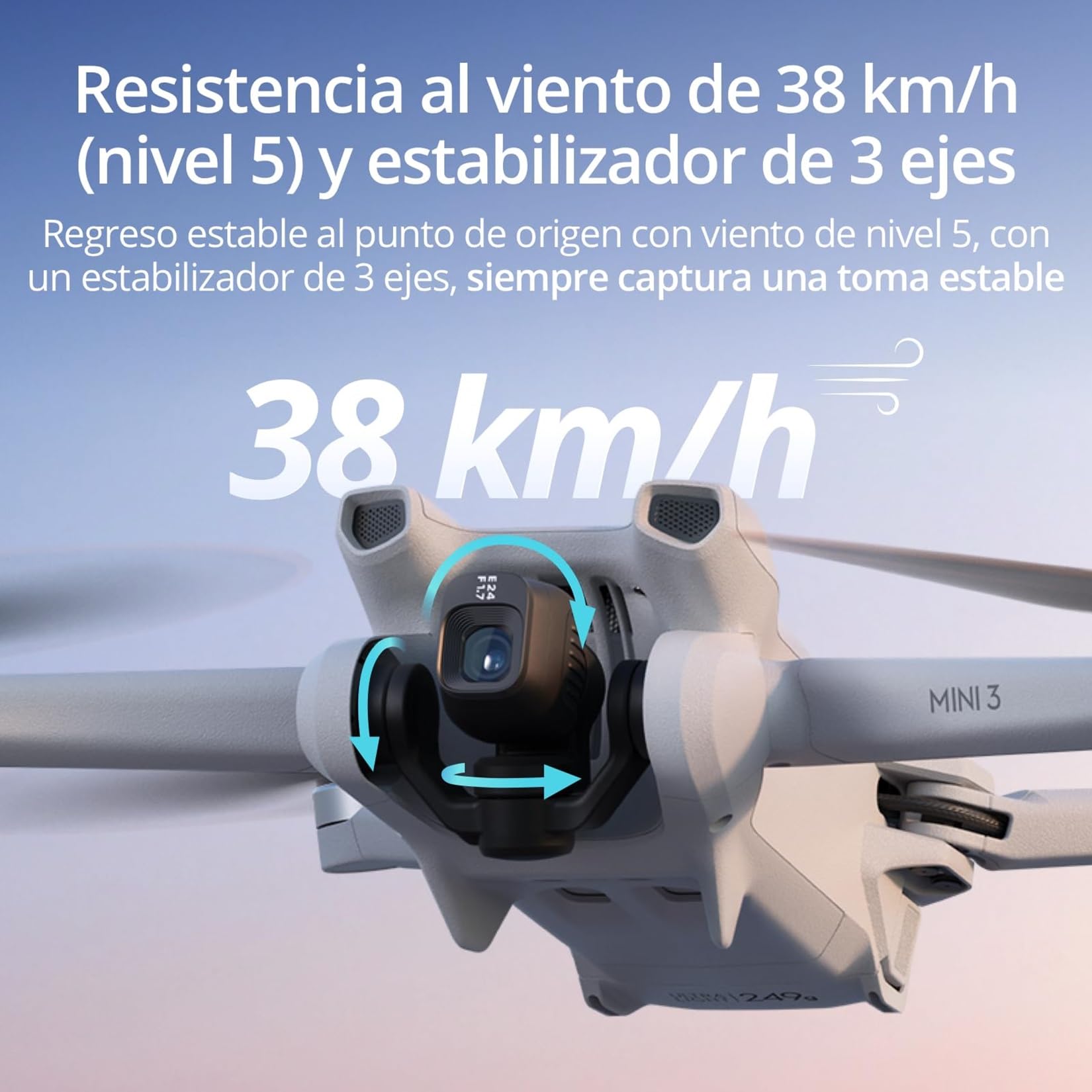 DJI Mini 3 – Dron Mini con cámara ligero y plegable con vídeo 4K HDR, 38 min de tiempo de vuelo, Grabación vertical y funciones inteligentes, con Mando a distancia, C0