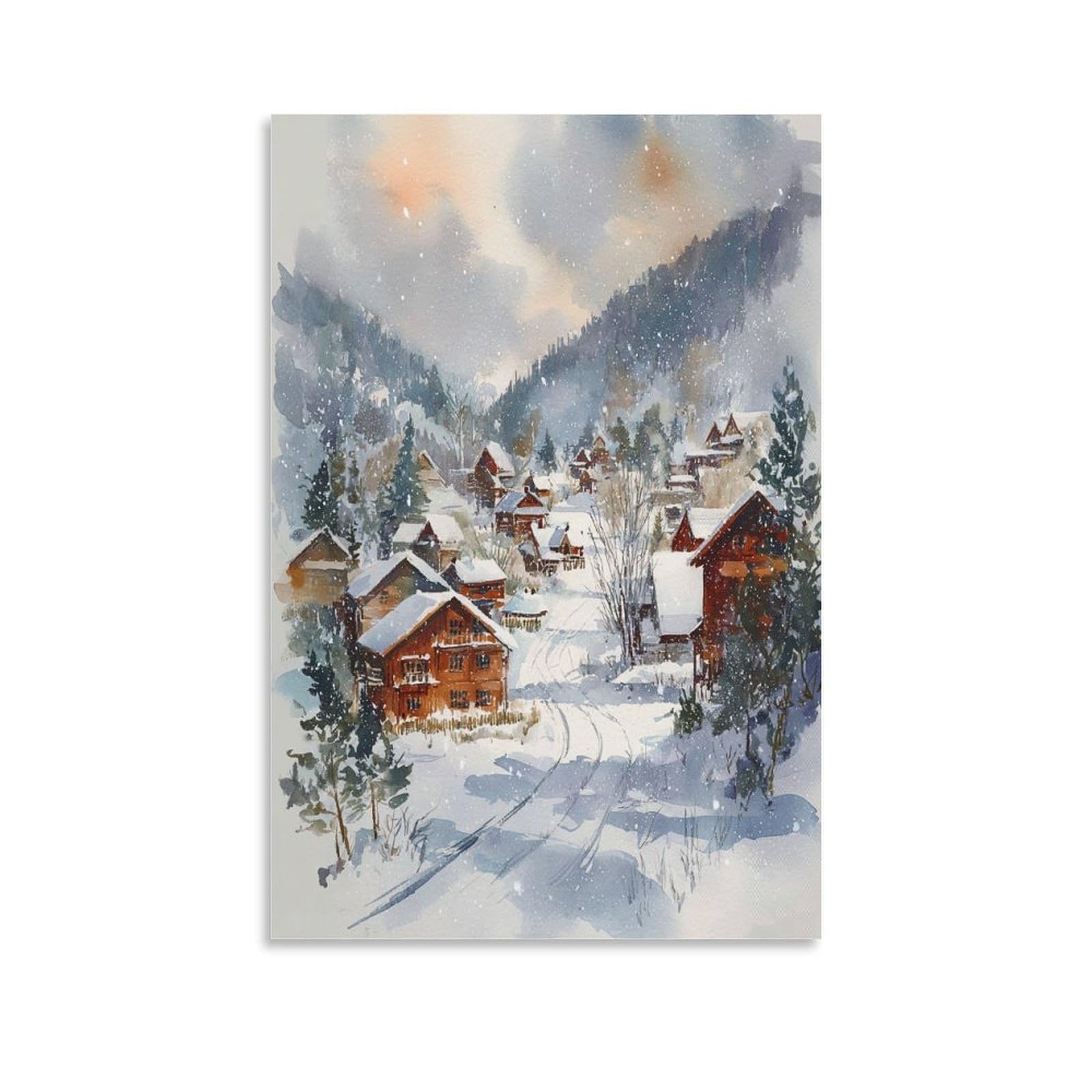 LCYNNH Steamboat Springs Winter 20x30inch(50x75cm) Vintage Travel Poster Watercolor Canvas Art