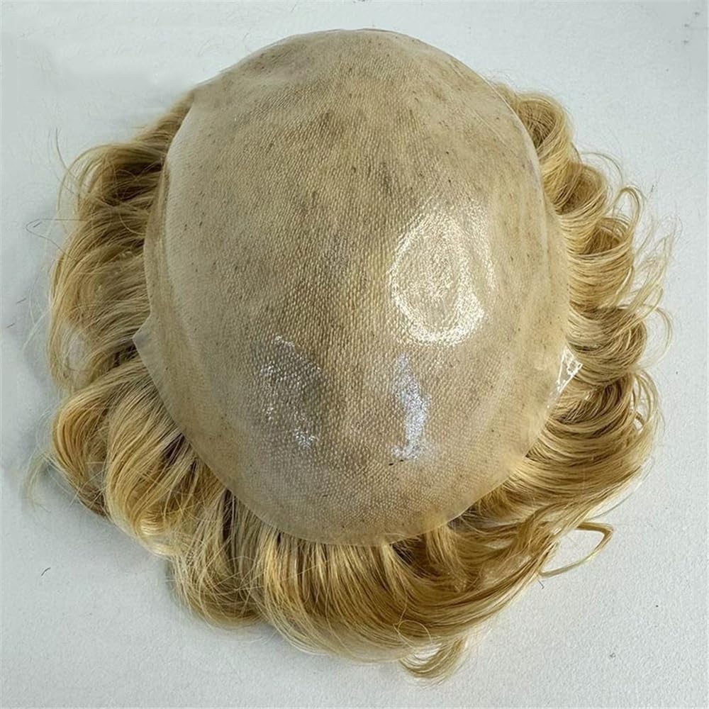 Tropper 613# Tupecik męski z ludzkimi włosami blond, indyjski 0,08-0,10 mm