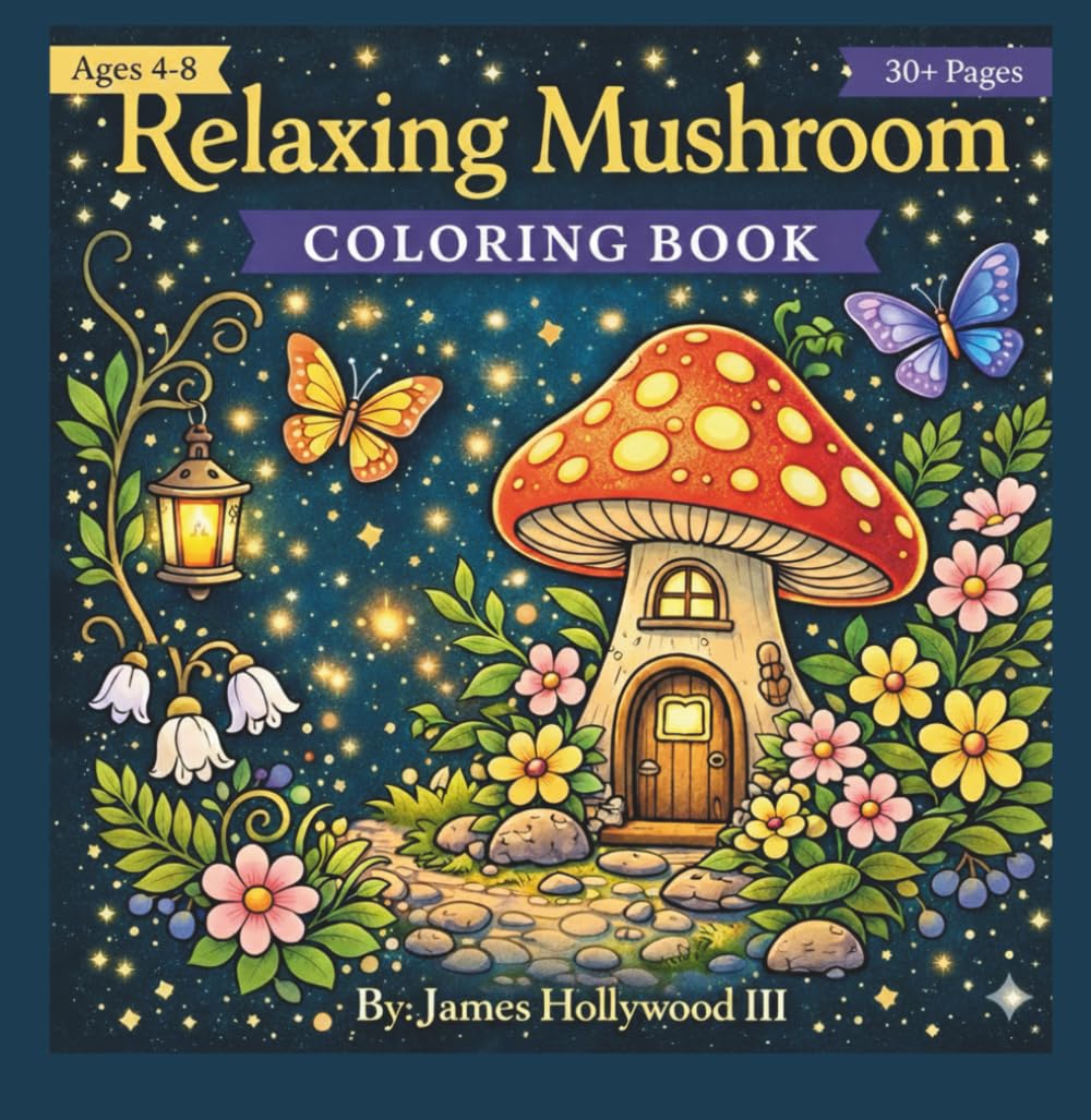 Relaxing Mushroom Coloring Book: 30+ Original Illustrations for Stress Relief and Creativity