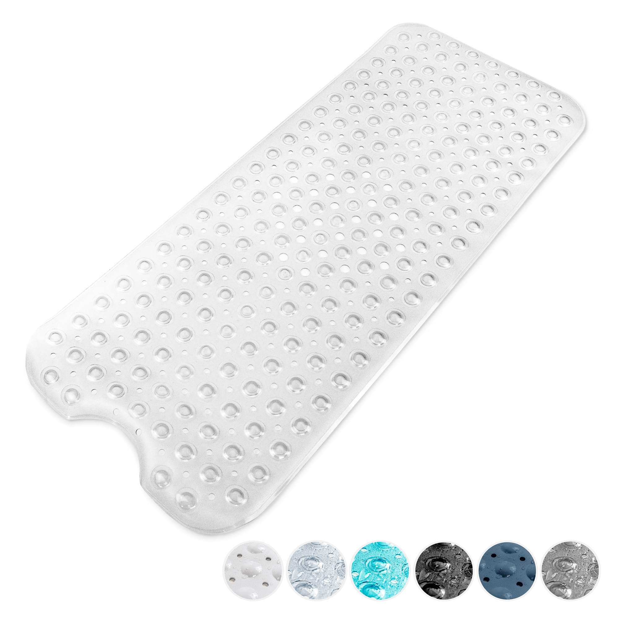 KEPLIN Premium Non-Slip Bath Mat - 200 Suction Cups, BPA, Latex Free, Mildew Resistant, Machine Washable - Safe, Durable & Comfortable for Shower Runner & Bathroom Tubs Extra Long (40x100cm) - White