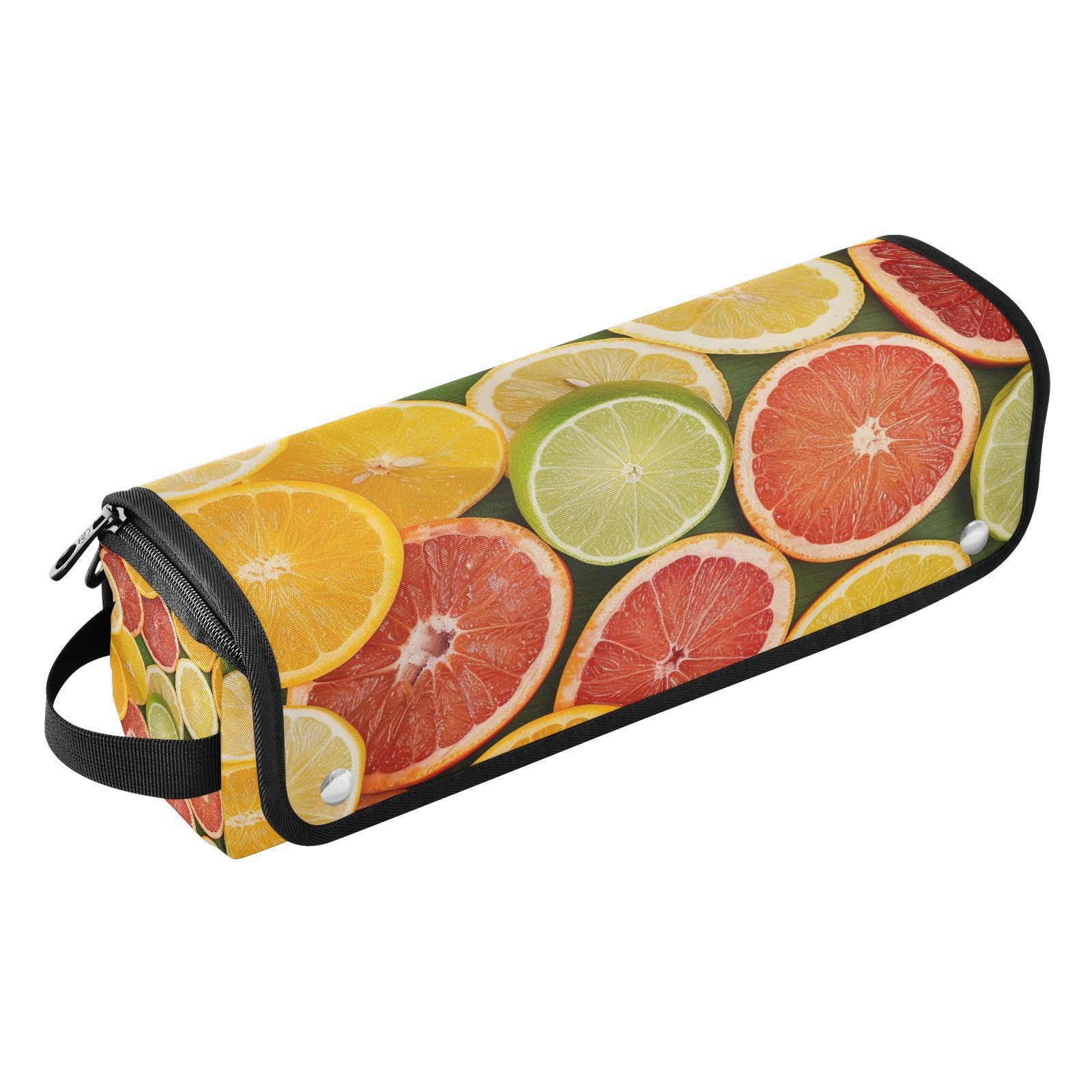 Bulletgxll Vibrant Lemons Hair Tools Travel Bag Portable Hair Accessory Organizer with Heat Resistant Mat 2 in 1 Curling Iron Travel Carrying Case, Travel Essentials for Women