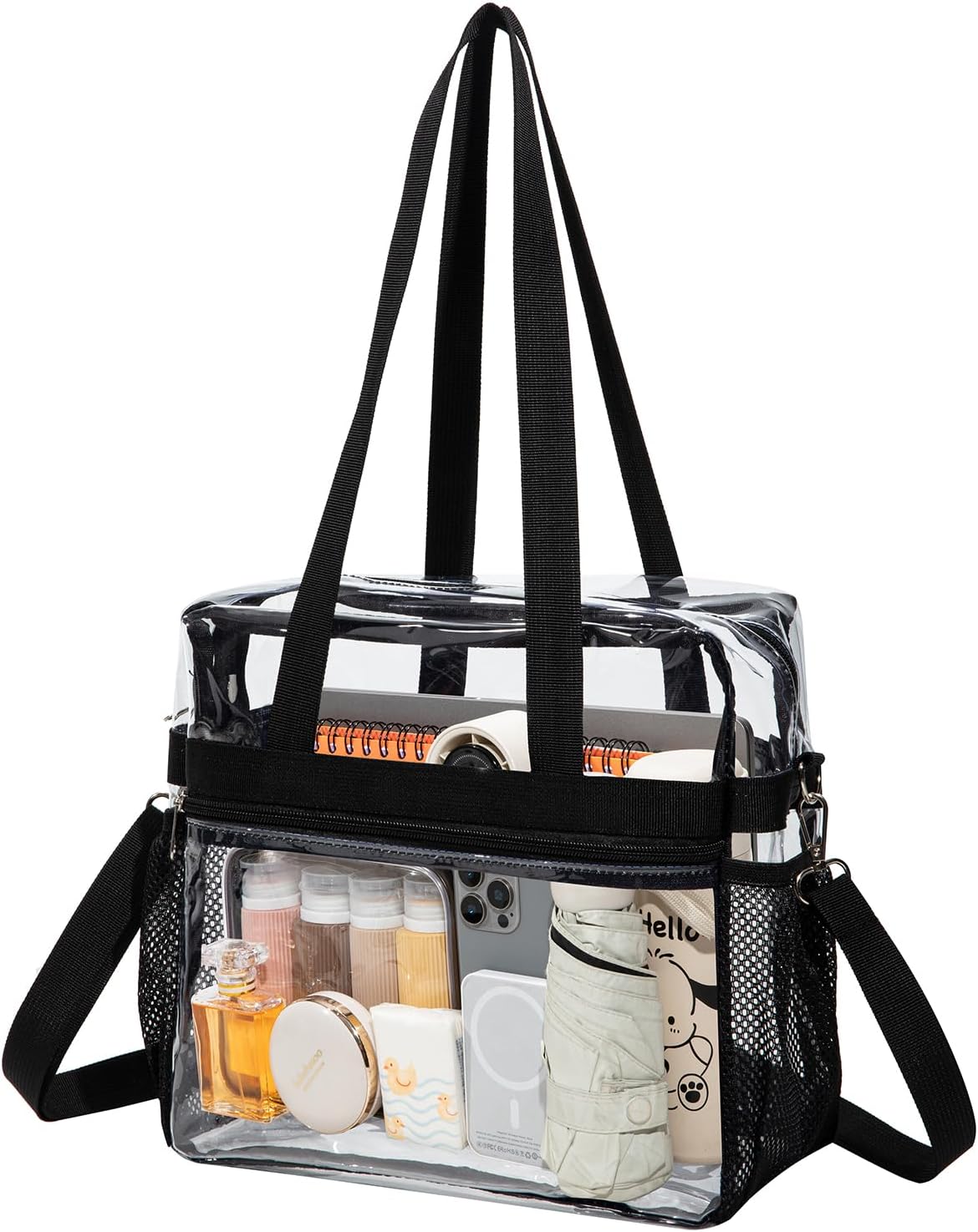Clear PVC Transparent Tote Bag – Waterproof Clear Crossbody Bag with Adjustable & Removable Strap