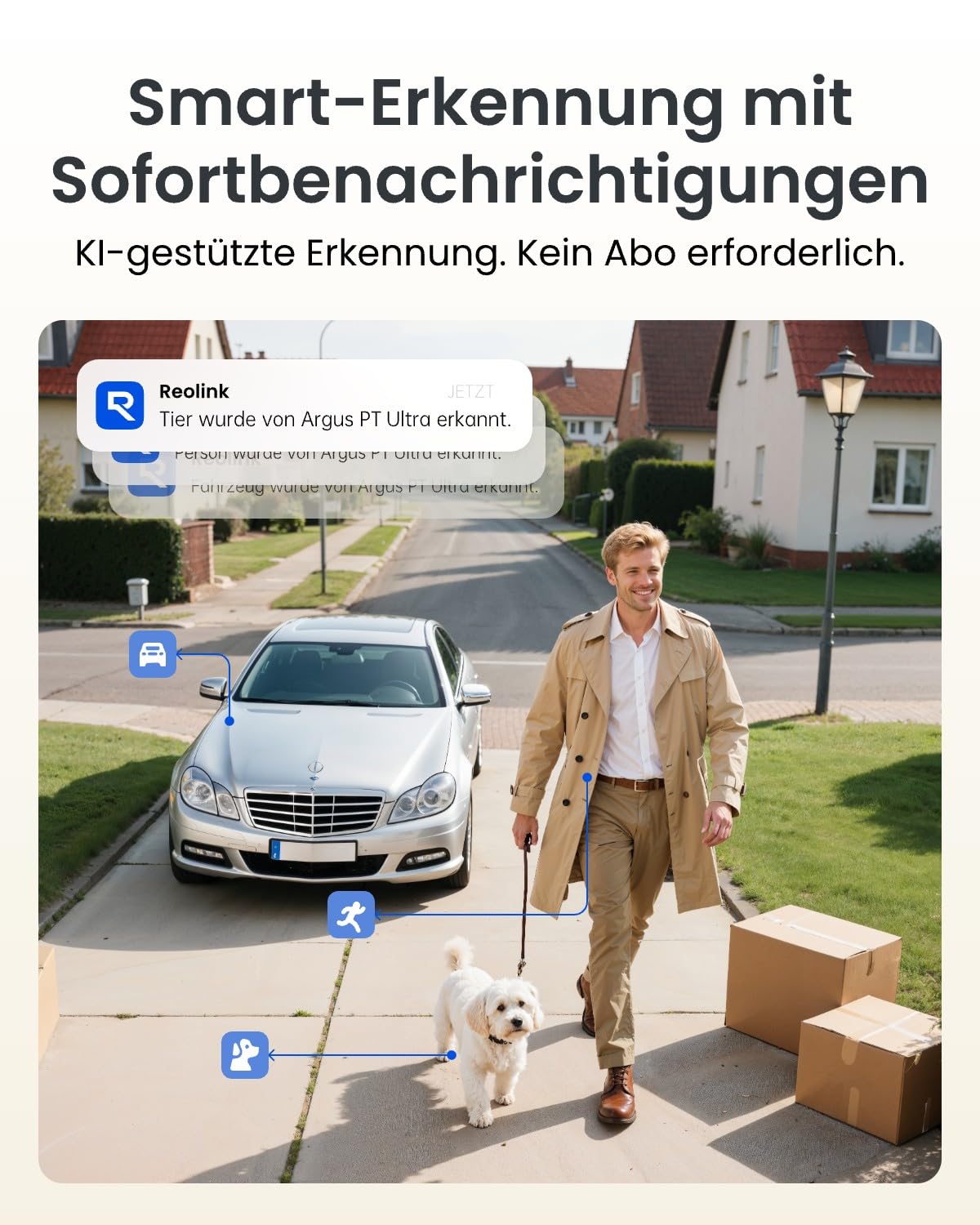 Reolink Erste 4K Solar Überwachungskamera Aussen Akku, Argus PT Ultra + Solarpanel, 2,4&5GHz WiFi, Auto-Tracking, Solar WLAN Kamera Outdoor mit 8MP UHD Farbnachtsicht, KI-Erkennung, Keine Monatsgebühr