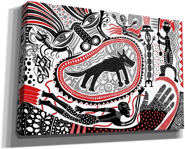 Epic Graffiti 'Wolf' by Dan Fenelon Giclee Canvas Wall Art, 18" x 12", Red