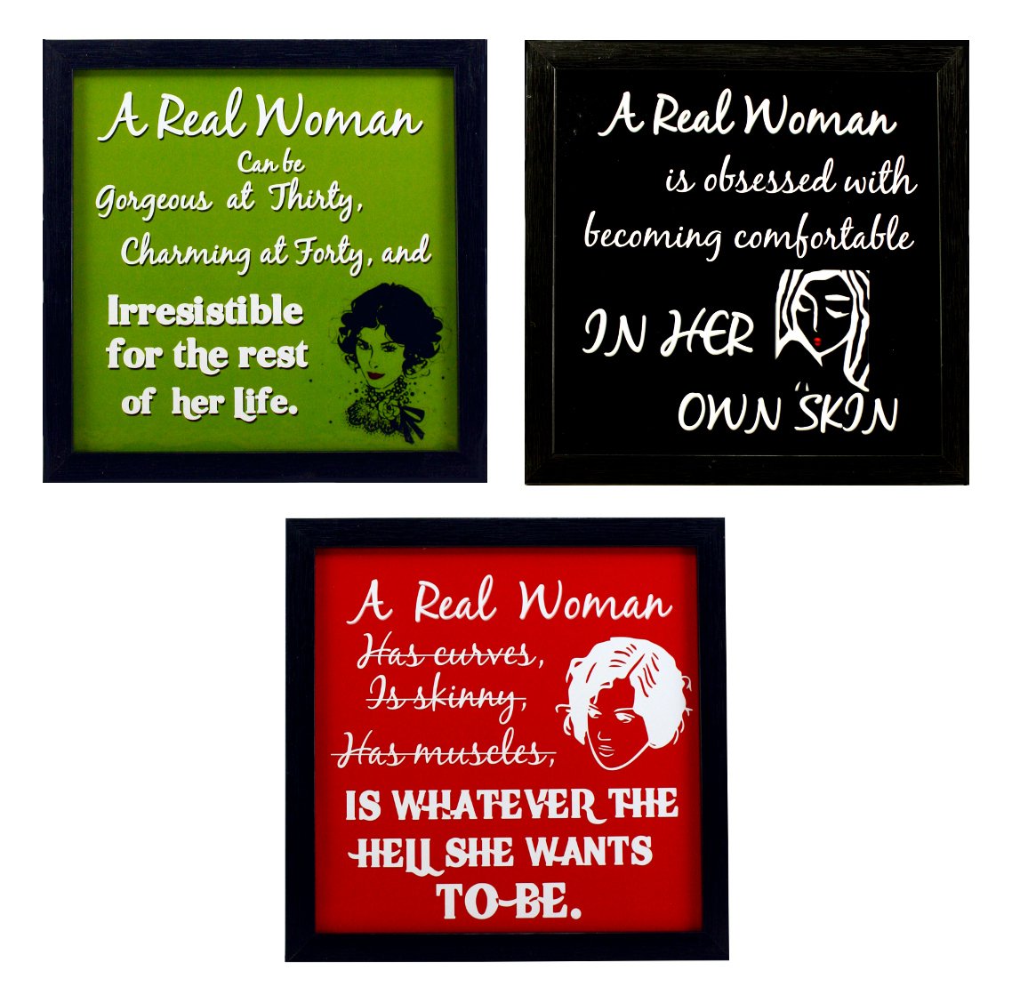Indianara 3 PIECE SET OF FRAMED WALL A REAL WOMAN ART PRINTS 8.7 INCH X 8.7 INCH WITHOUT GLASS (B07BFG1KNQ) Amazon Price History, Amazon Price Tracker
