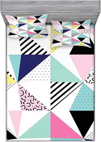 Miniatura 91 de Ambesonne Juego de sábanas bajeras y fundas de almohada, deliciosos tacos con verduras, cocina folclórica, ingredientes de recetas de comida Beige