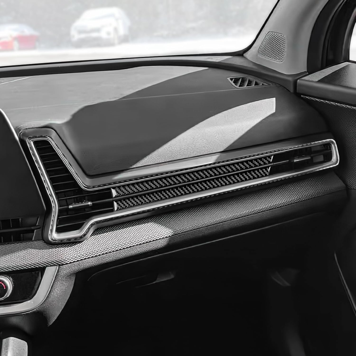 Real Carbon Fiber Lower Dashboard Air Vent Trim Covers - for Kia Sportage 2022 2023 2024 2025 Carbon Fiber Accessories, Durable Anti-Scratch Protective Accessories (Black)