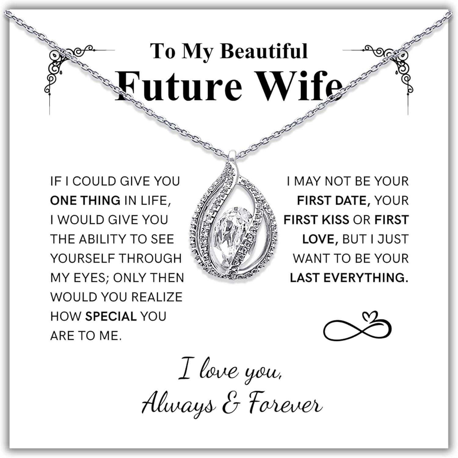 TRYNDI To My Wife Necklace from Husband - Soulmate, Girlfriend, Fiance Gift for Anniversary, Birthday, Christmas, Valentine's Day, Mother's Day - Romantic Wife Christmas Gift ideas