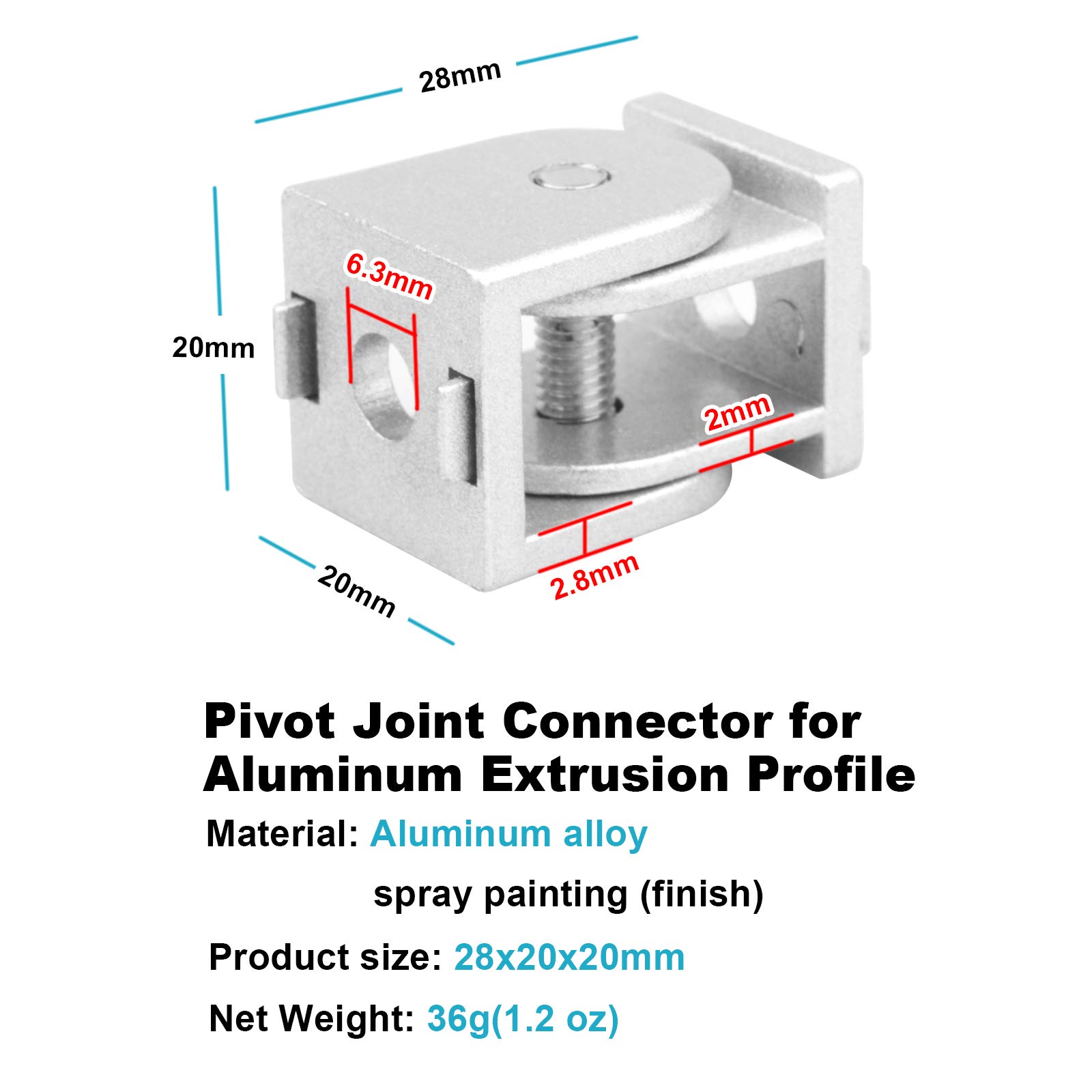 8 Connettori Flessibili Per Profili Alluminio 2020 - Giunti Regolabili 0-180° Per Costruzioni - Foto 10