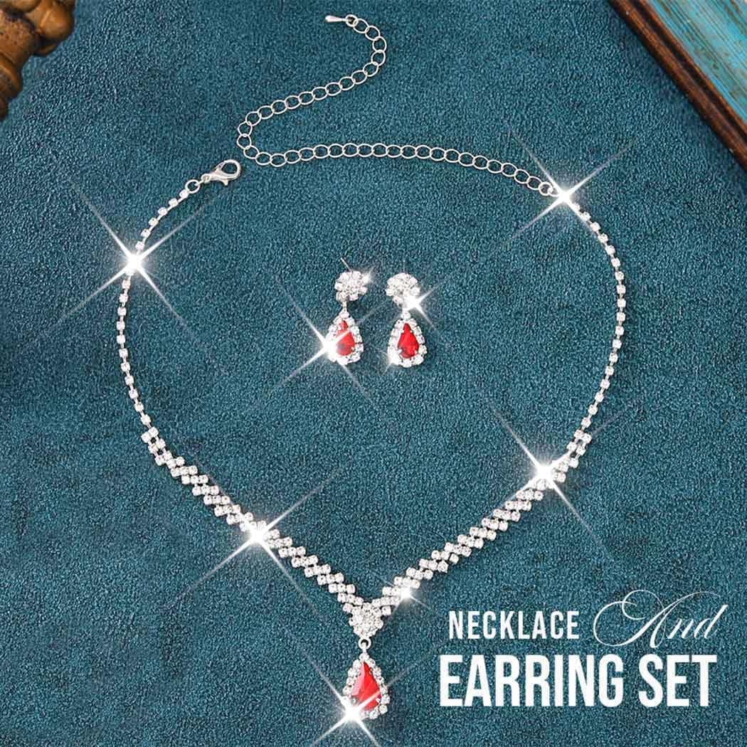 Unicra Rhinestone Bridal Wedding Jewelry Set Silver Crystal Necklace Earrings Sets Formal Costume Jewelry for Women and Brides - Image 8