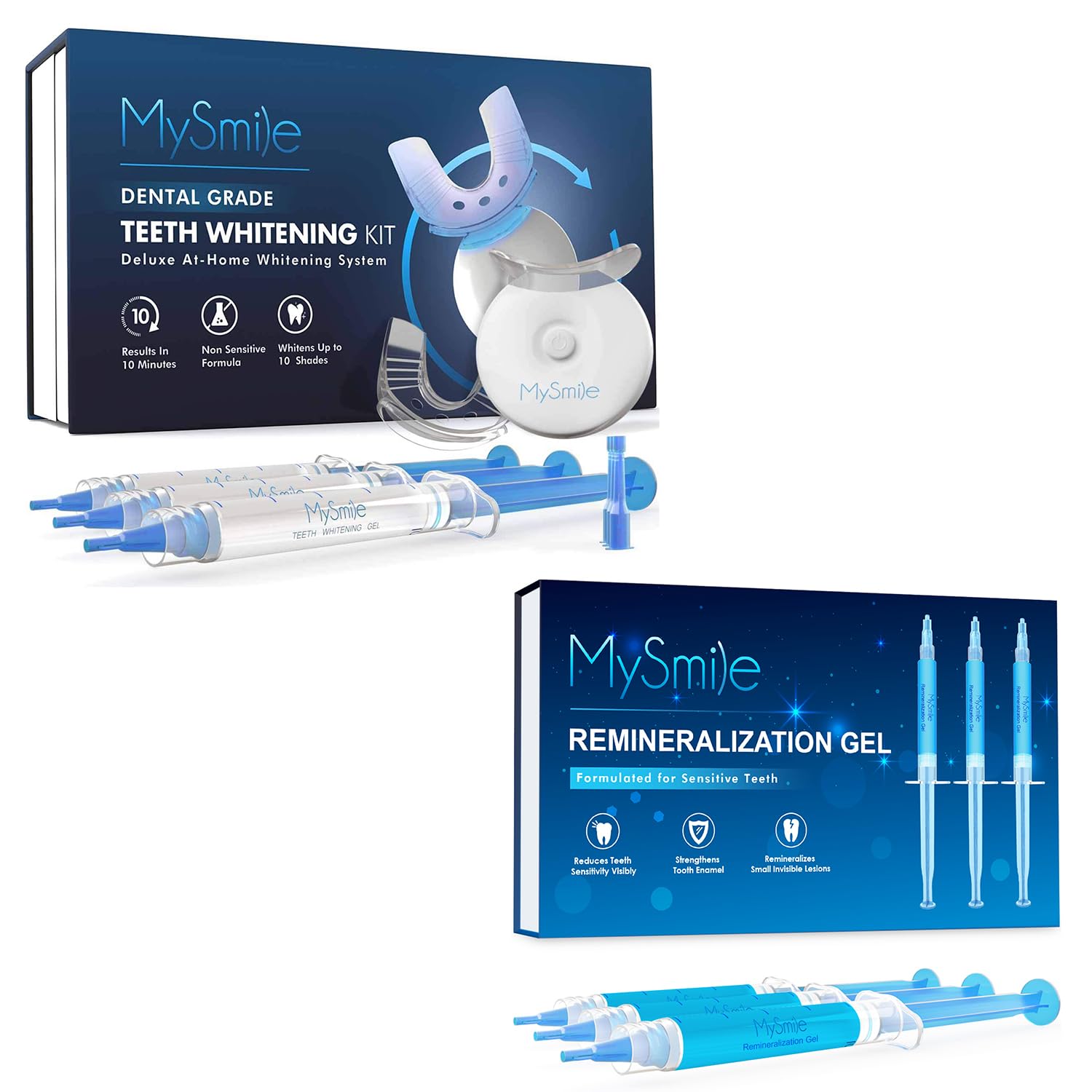 MySmile Teeth Whitening Kit with LED Light Remineralization Gel Non-Sensitive Teeth Whitener Teeth Whitening Gel to Remove Stains