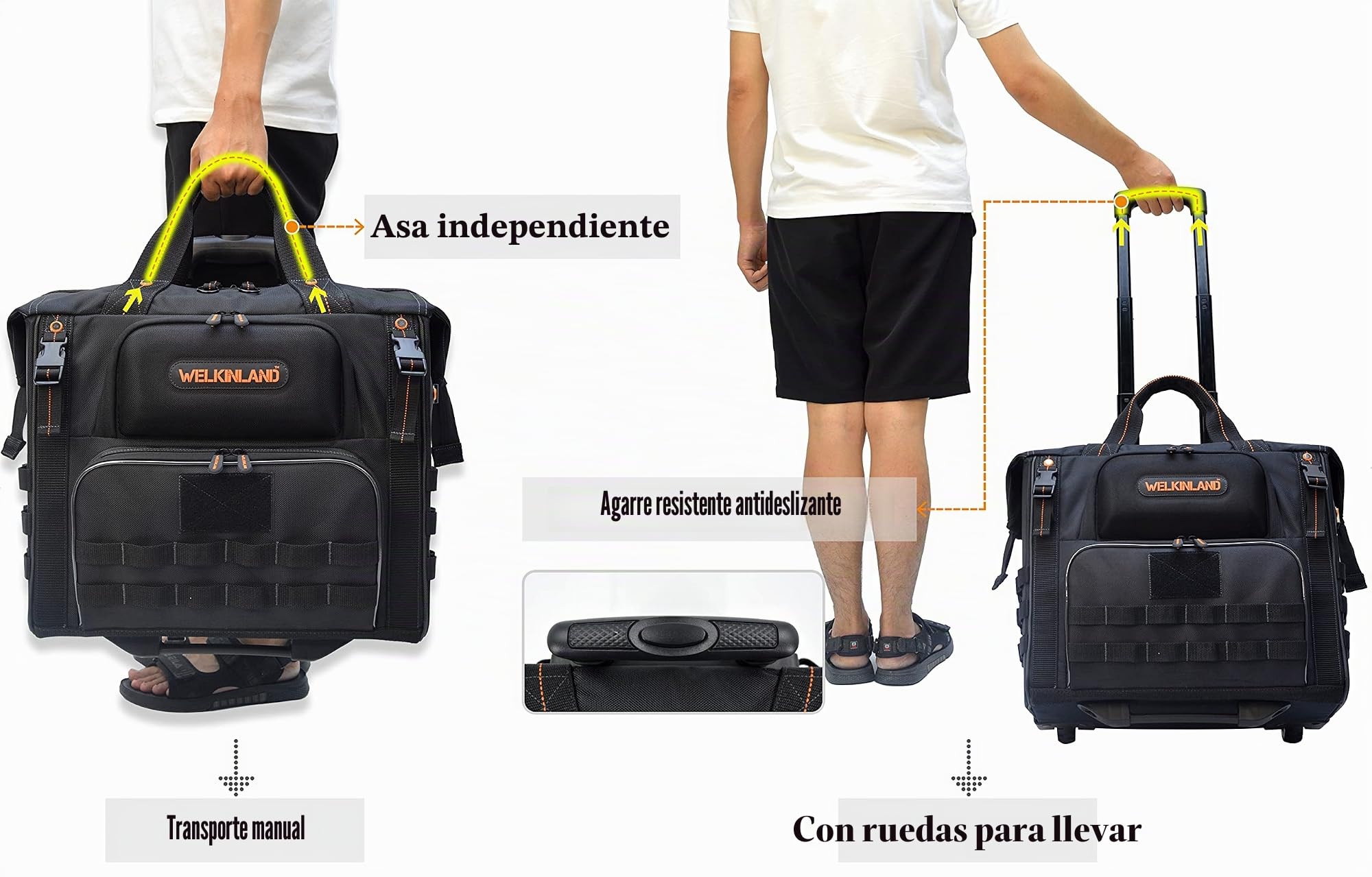 WELKINLAND Bolsa de herramientas con ruedas de 26 pulgadas, bolsa de herramientas con ruedas, bolsa de herramientas, bolsa de herramientas HVAC, bolsa de herramientas para electricista, organizador de