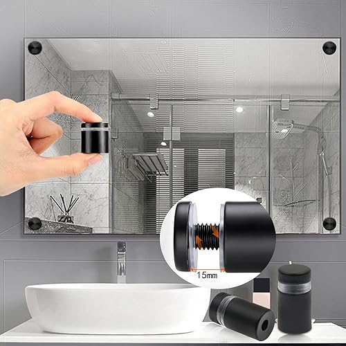 Miniatura 6 de Eagles Tornillos de separación para letreros, 8 unidades (3/4 x 1 pulgada, negro) tornillos de separación de acero inoxidable, clavos publicitarios,