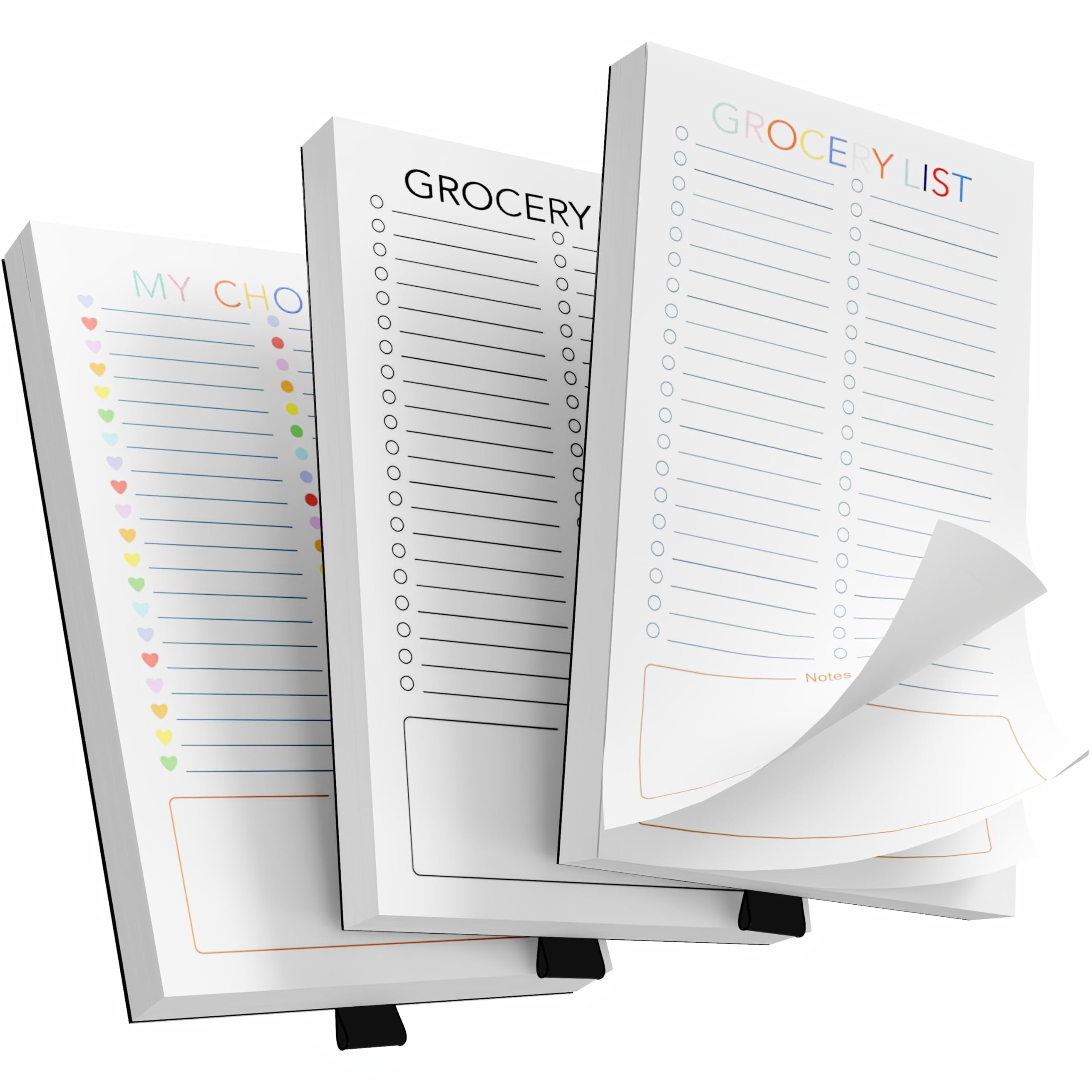 SooHeeRange 3 Pack Magnetic Grocery List Pad with Full Back Magnet & Pen Holder, Totally 180 Sheets for Fridge, To-Do List and Memo Notepad (4.5x7.5