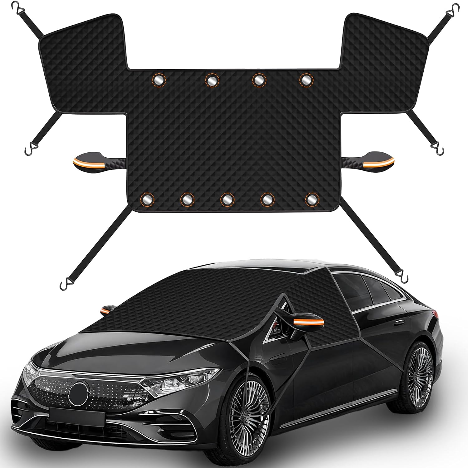 Bestview Car Windshield Snow Ice Cover with Side Mirror Covers, Oxford Fabric Windshield Snow Ice Cover with Magnetic Edges Used for Snow Protection, Rain and Sun, Fits for Most Cars, SUV(102"x45")