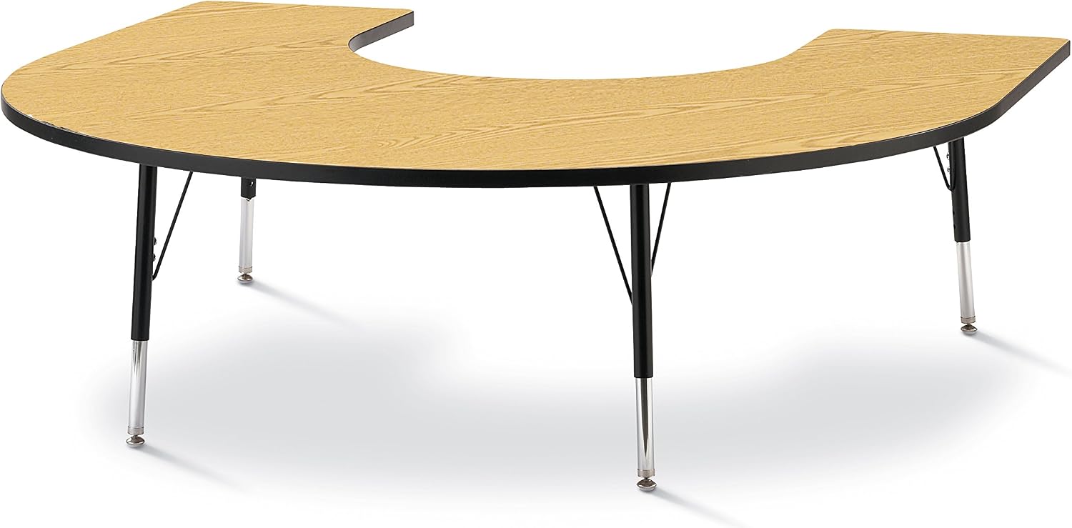 Jonti-Craft Berries 6445JCE114 Horseshoe Activity Table, E-Height (15"-24" Adjustable Height), 66" X 60", Gray/Orange/Gray