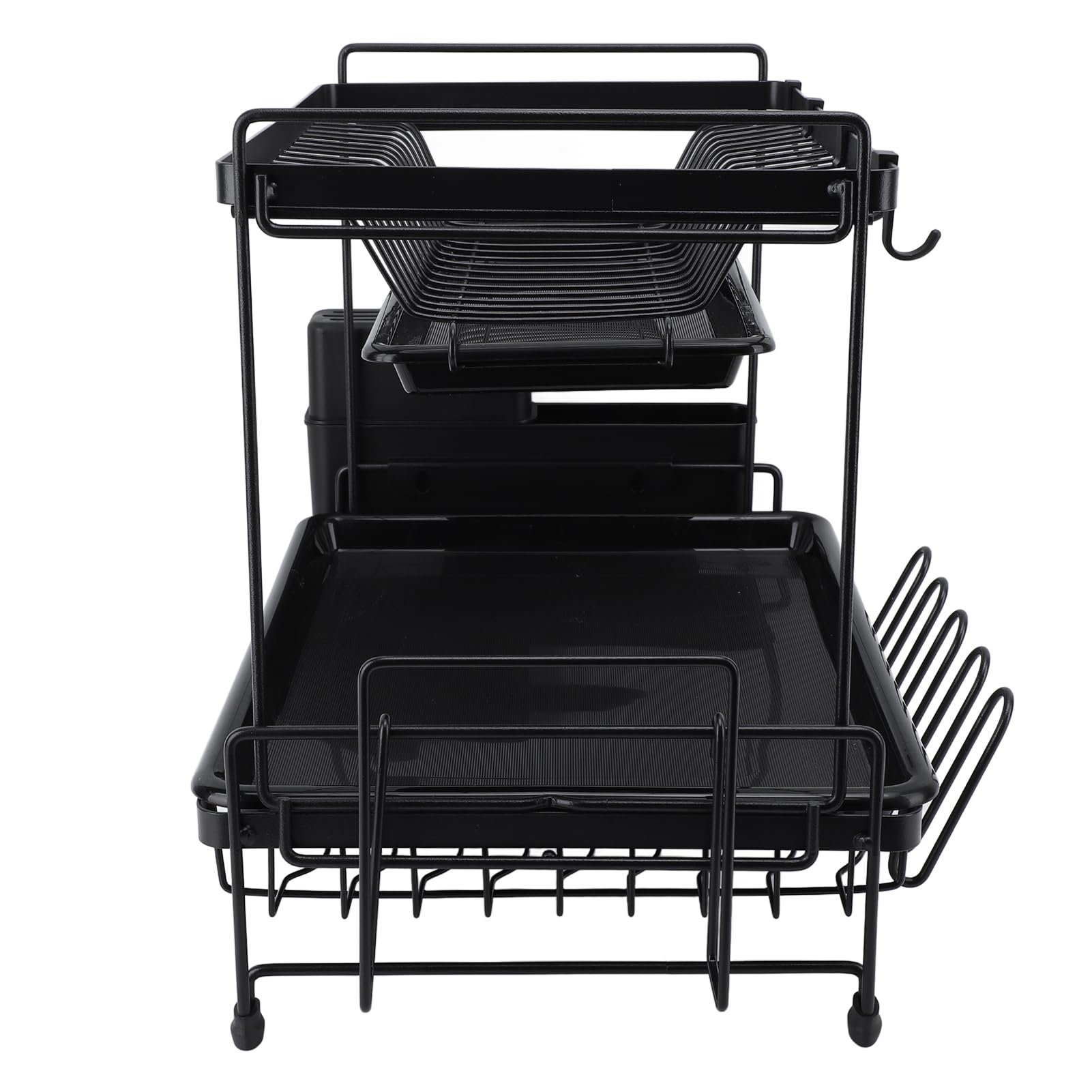 Étagère Pliable à 2 Couches pour Le séchage de la Vaisselle, égouttoir pour la Vaisselle avec Support pour ustensiles, étagère pour la Vaisselle en Fer et en Plastique de Grande ca