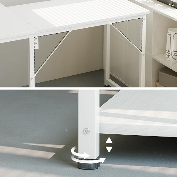 Coleshome L Shaped Gaming Desk for Small Space, 100x70 cm White