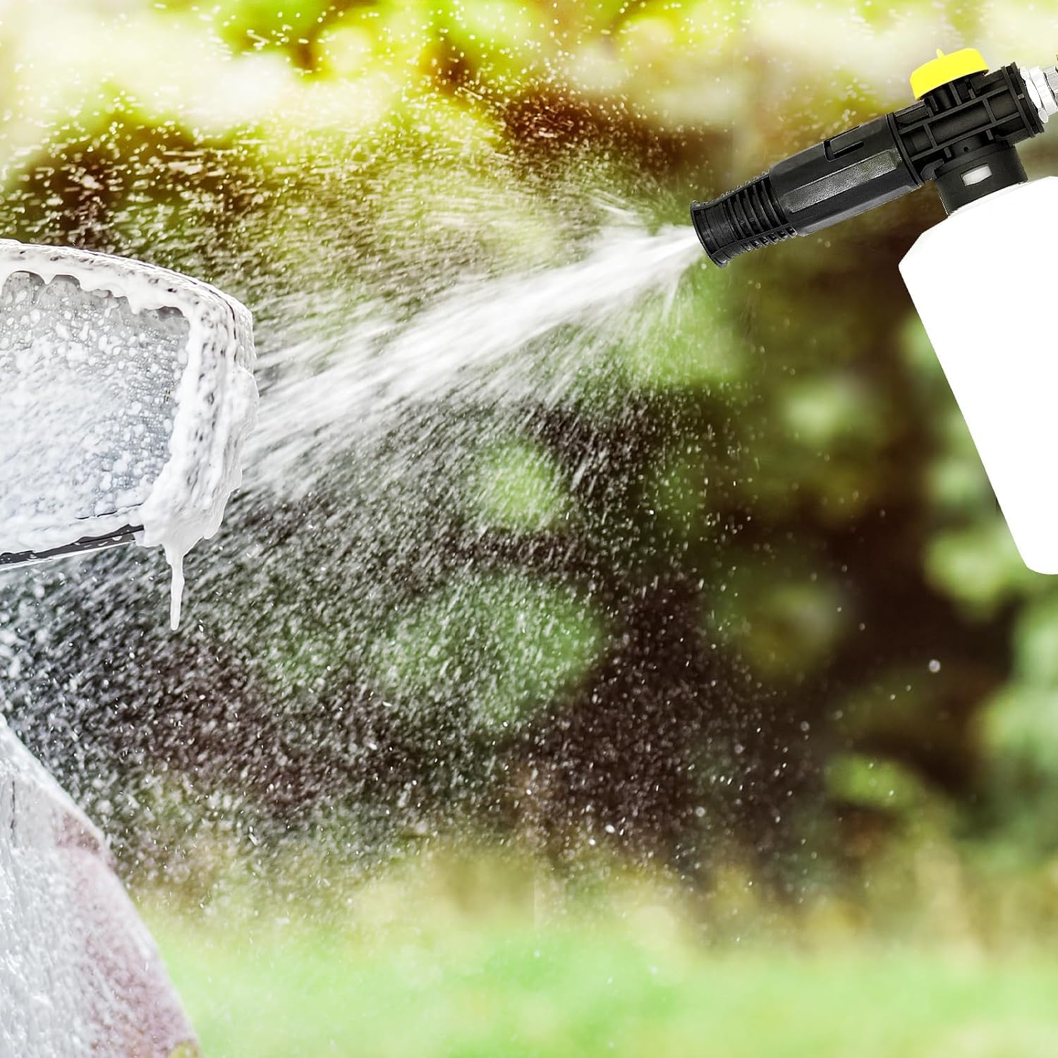 YUET Jet Bottle - Cañón de espuma de nieve para Karcher K2 K3 K4 K5 K6 K7 generador de jabón de alta presión para coche, boquilla pulverizadora ajustable de 750 ml (rectangular de 1/4 pulgadas)