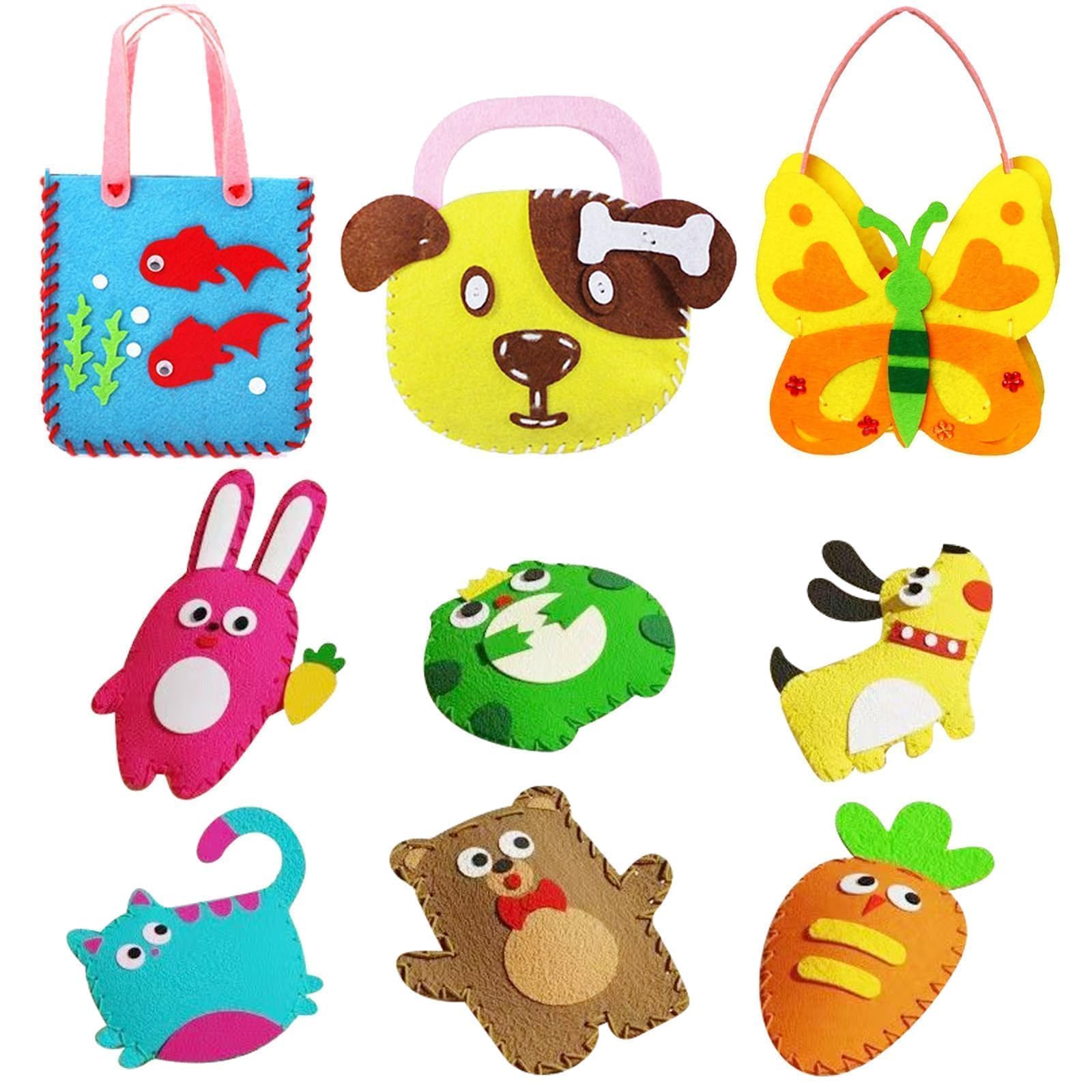 BDSHUNBF 9 Pcs My First Sewing Kit, Sew Fun Animals, Sewing-Kit for Beginners, Learn to Sew, Play N Learn Sewing Kit, Cute Animal Felt Craft Fun DIY