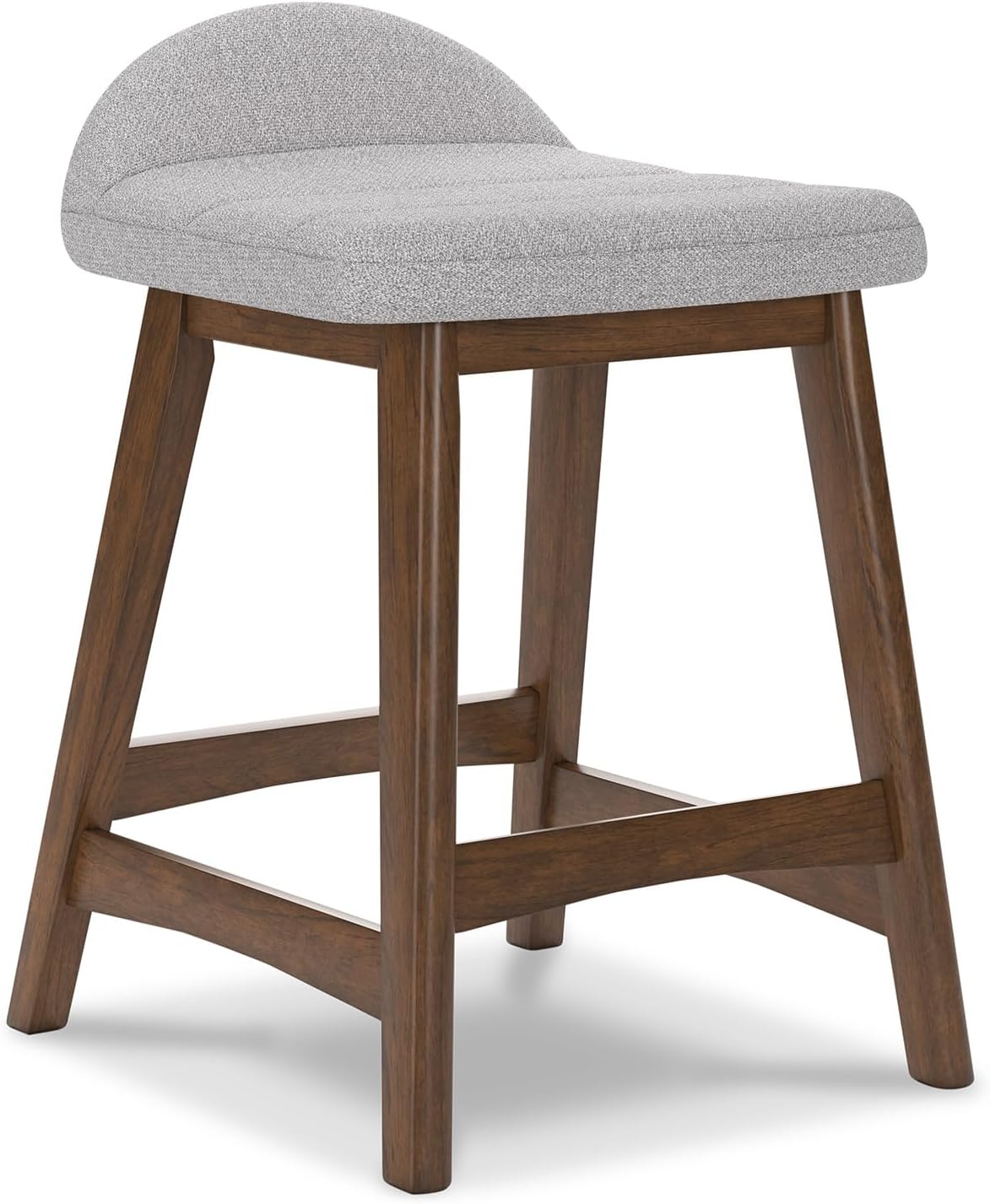 Signature Design by Ashley Lyncott Contemporary Counter Height Upholstered Bar Stool with Foam Cushion, Set of 2, Fabric Upholstery, 24.25", Light Gray & Brown