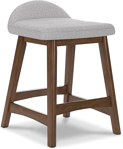 Signature Design by Ashley Lyncott Taburete de bar tapizado contemporáneo de altura de mostrador con cojín de espuma, juego de 2, tapicería de tela,