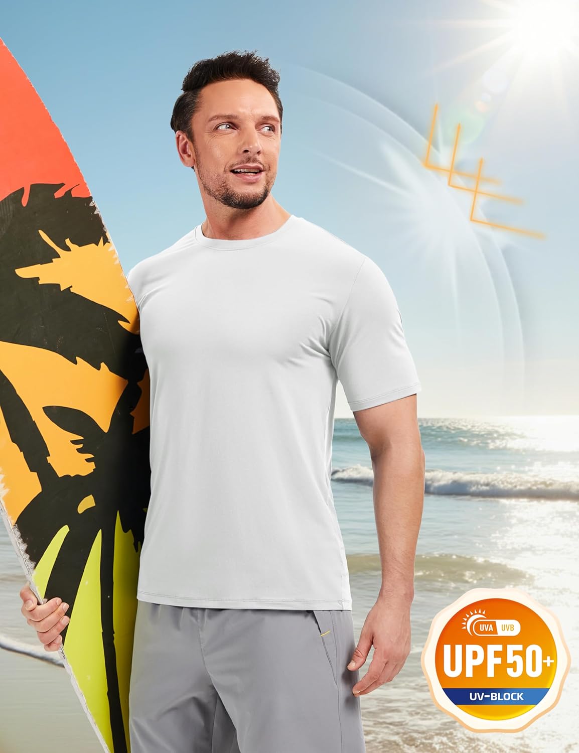 TACVASEN Mens Workout Athletic Shirts Dry Fit T-Shirts Rash Guard UPF 50+ Moisture Wicking Swim Shirts Running Gym Tee - Image 2