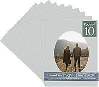 Vista 127 de CountryArtHouse Marco ovalado de 11 x 14 pulgadas, sin ácido, con núcleo blanco, corte biselado para fotos de 8 x 10 pulgadas, se adapta a marcos