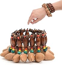 HUIANER African Nut Shell Hand Bell Bracelet Tribal Style Handbell Drum Percussion Accessories Hand Chain