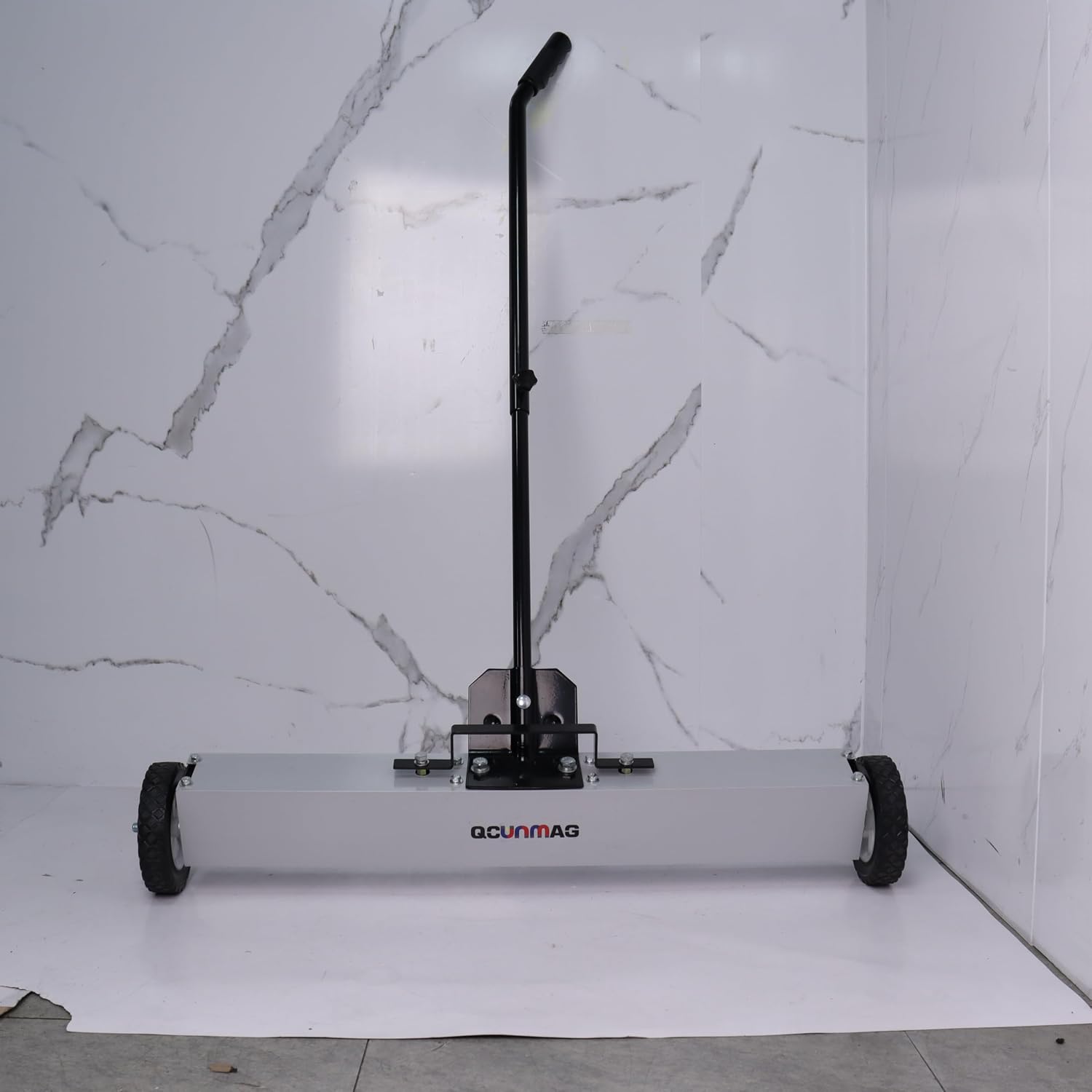 Magnetic Sweeper with Wheels, 24 Inch, Rolling Magnetic Pick Up Tool, Adjustable Handle
