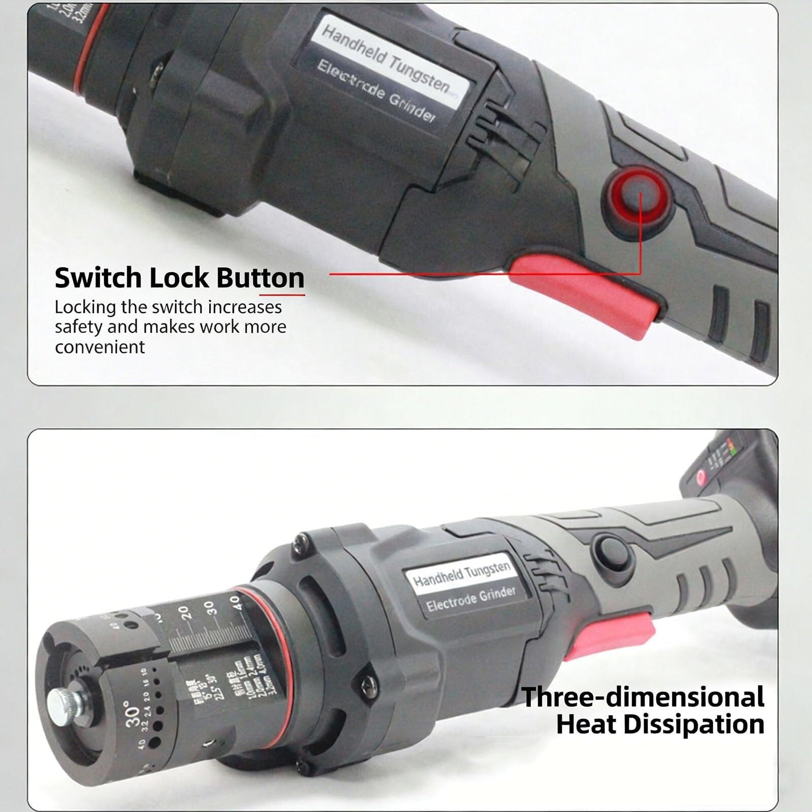 Afilador de electrodos de tungsteno, afilador eléctrico para soldadura TIG con bloque de molienda plano y ranura de corte, compatible con herramientas giratorias