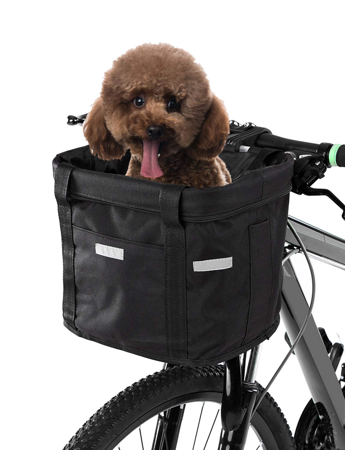 Cestino anteriore per bicicletta, rimovibile, impermeabile, da manubrio, con chiusura a coulisse e tasca per oggetti di valore, multiuso, per shopping, generi alimentari, nuovo sistema di montaggio
