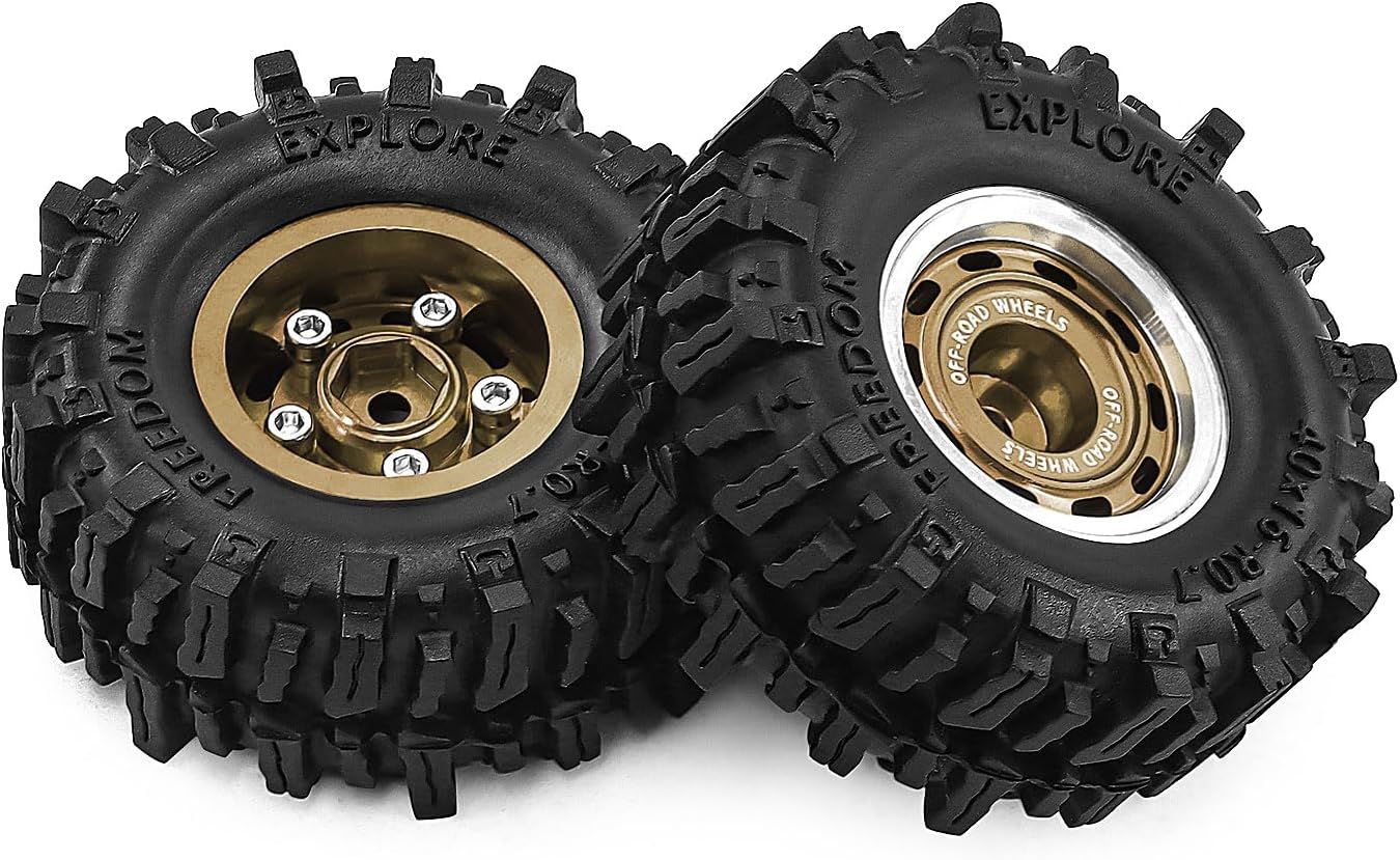 REDSPIDER 0.7'' Crawler Tires OD 40mm*16mm Mud Slingers X Super Soft Sticky Tyres For RC Axial SCX30 Redcat Ascent-32 1/30 1/32 RC Crawler (Brown)