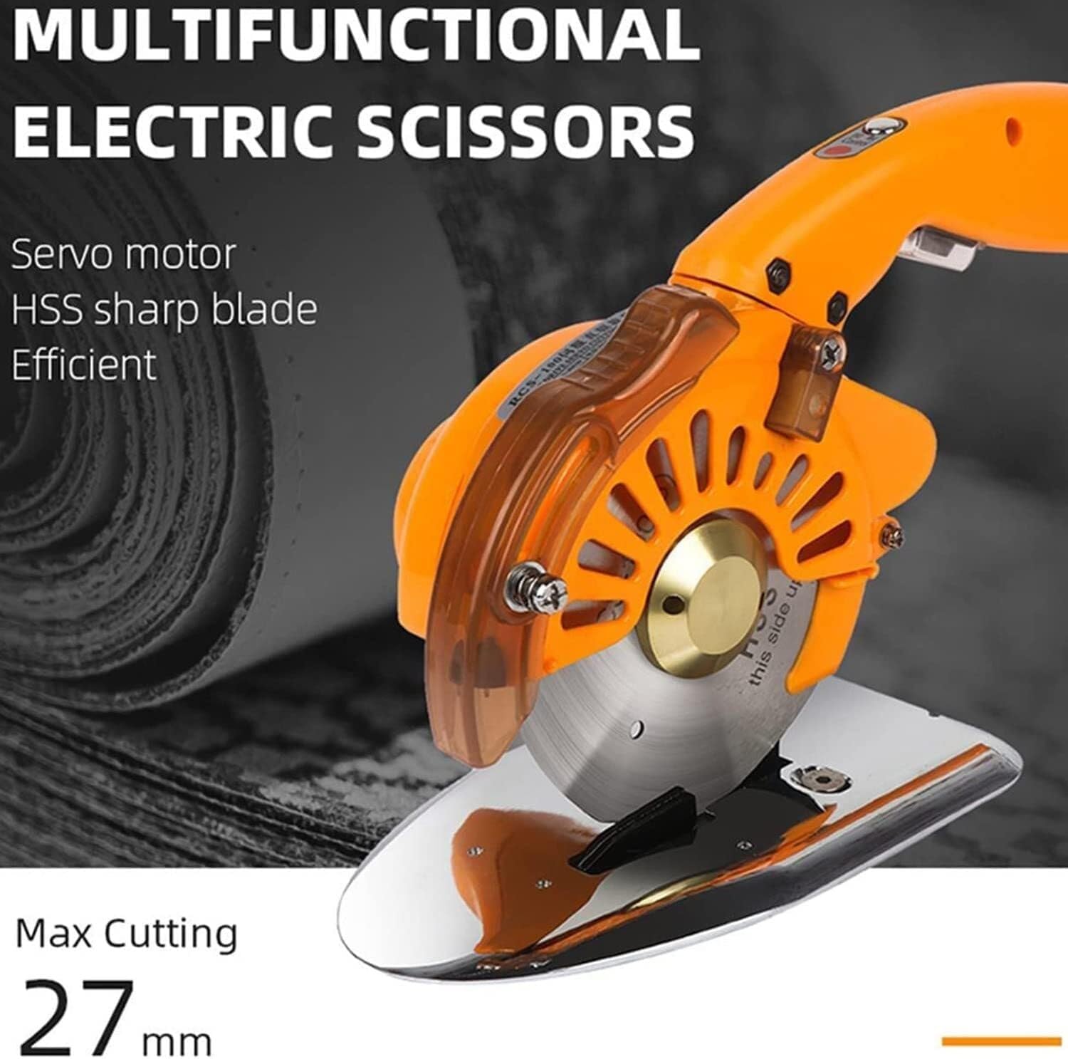 Electric Rotary Fabric Cutter, Hand-held Cutting Machine, Multi-Layer Scissors, for Cloth/Paper/Carpet/Leather Thickness(125c)