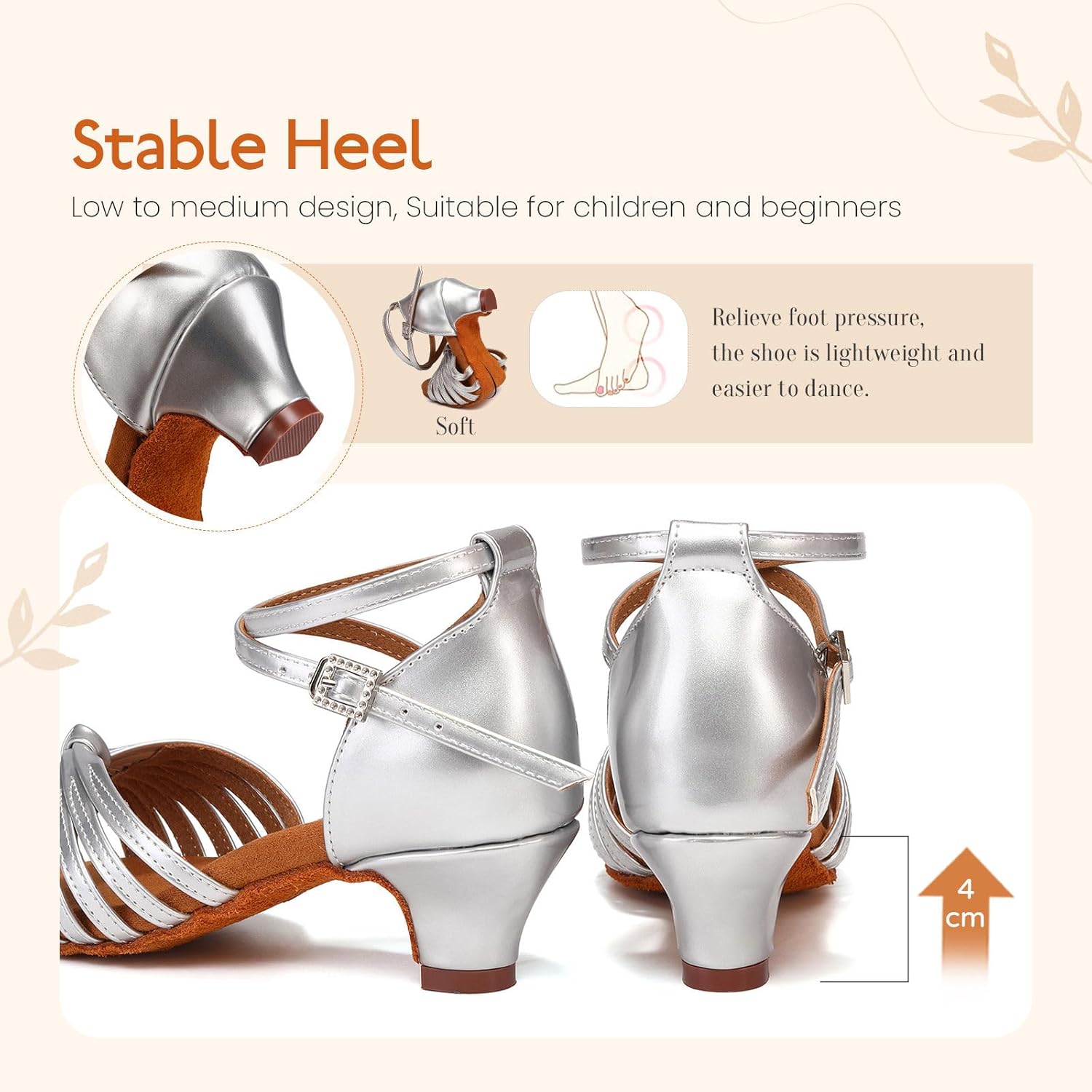 Latin Ballroom Dance Shoes Girls Latin Dance Shoes Low Heels Salsa Tango Professional Performance Practice Dance Shoes for Girls Kids