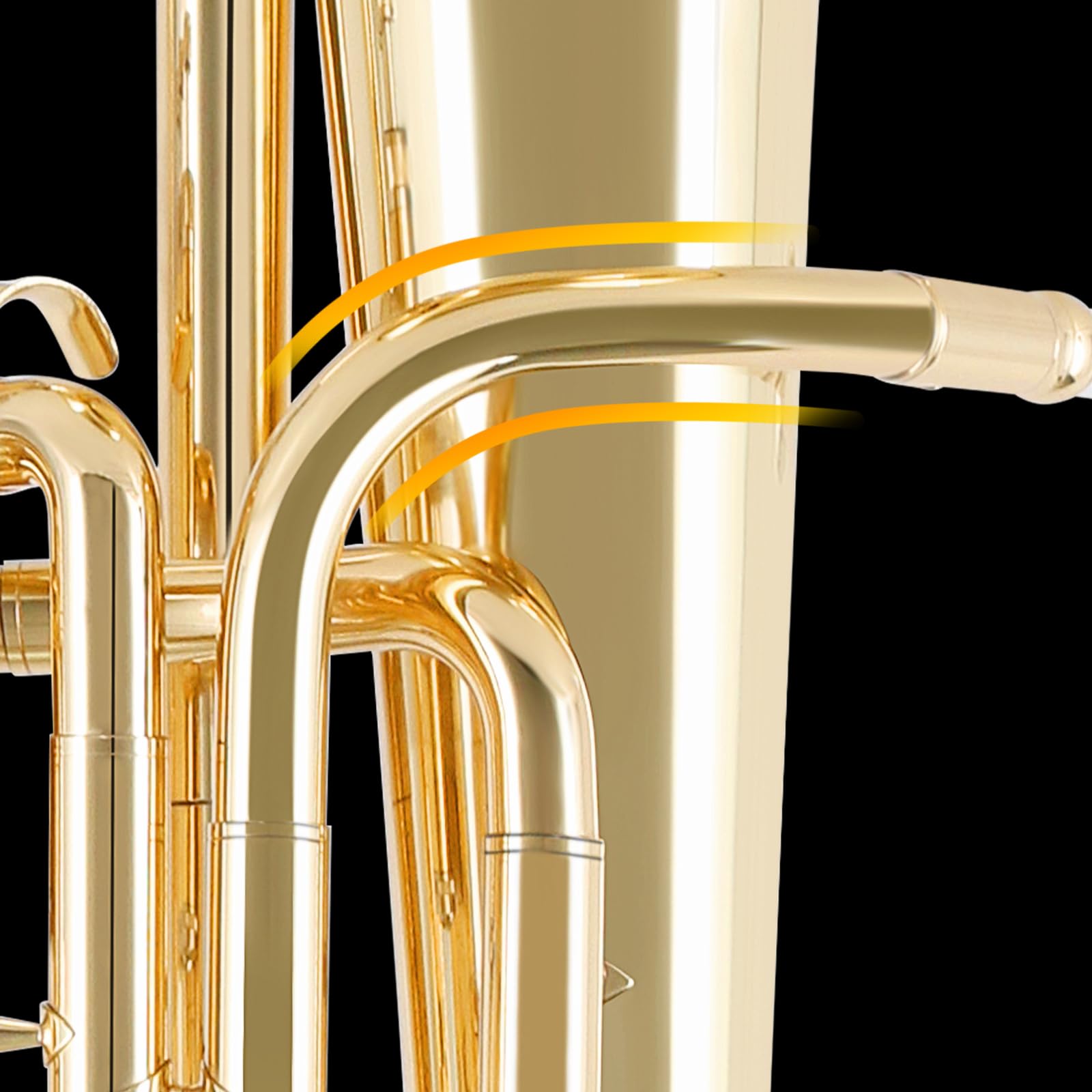 ROWELL Baritone Horn Bb Brass 3 Valves Lacquer Gold with Mouthpiece, Case and Gloves - Image 5