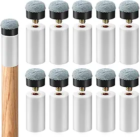 ElevateTech Kit de substituição de pontas de taco de bilhar pontas de bastão de piscina com ponteiras brancas para taco de sinuca kit de reparo de 12 mm/13 mm acessórios de mesa de bilhar para tacos