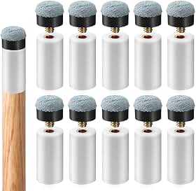 ElevateTech Kit de substituição de pontas de taco de bilhar pontas de bastão de piscina com ponteiras brancas para taco de sinuca kit de reparo de 12 mm/13 mm acessórios de mesa de bilhar para tacos