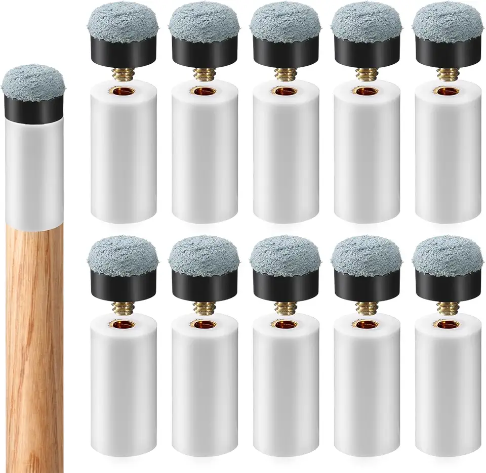 ElevateTech Kit de substituição de pontas de taco de bilhar pontas de bastão de piscina com ponteiras brancas para taco de sinuca kit de reparo de 12 mm/13 mm acessórios de mesa de bilhar para tacos