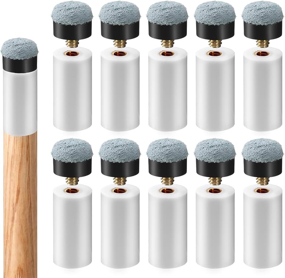 ElevateTech Kit de substituição de pontas de taco de bilhar pontas de bastão de piscina com ponteiras brancas para taco de sinuca kit de reparo de 12 mm/13 mm acessórios de mesa de bilhar para tacos